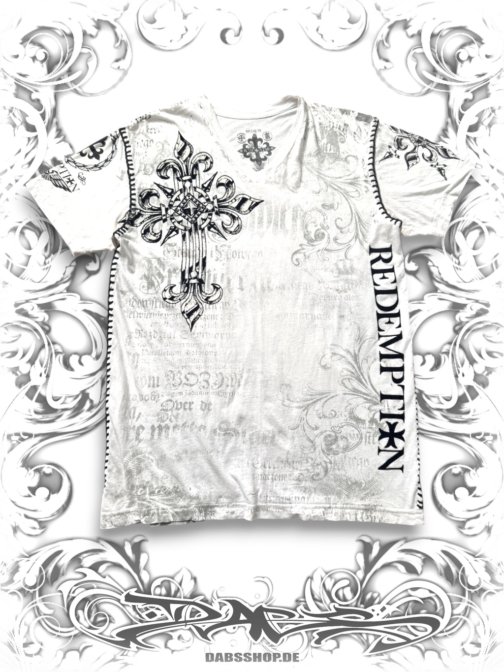 Raw State White y2K Vintage Graphic Tee with Redemption Design and Edgy MMA Style