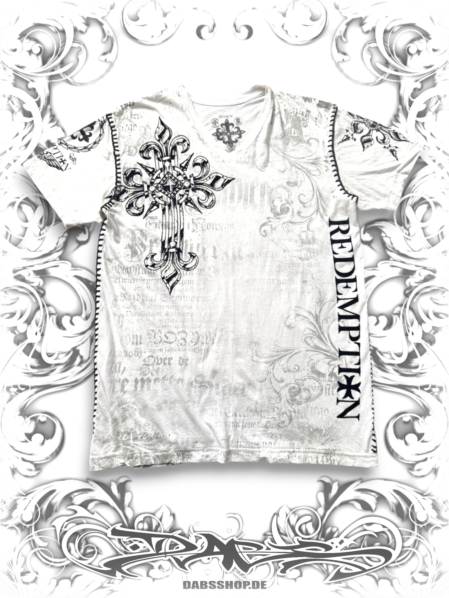 Raw State White y2K Vintage Graphic Tee with Redemption Design and Edgy MMA Style