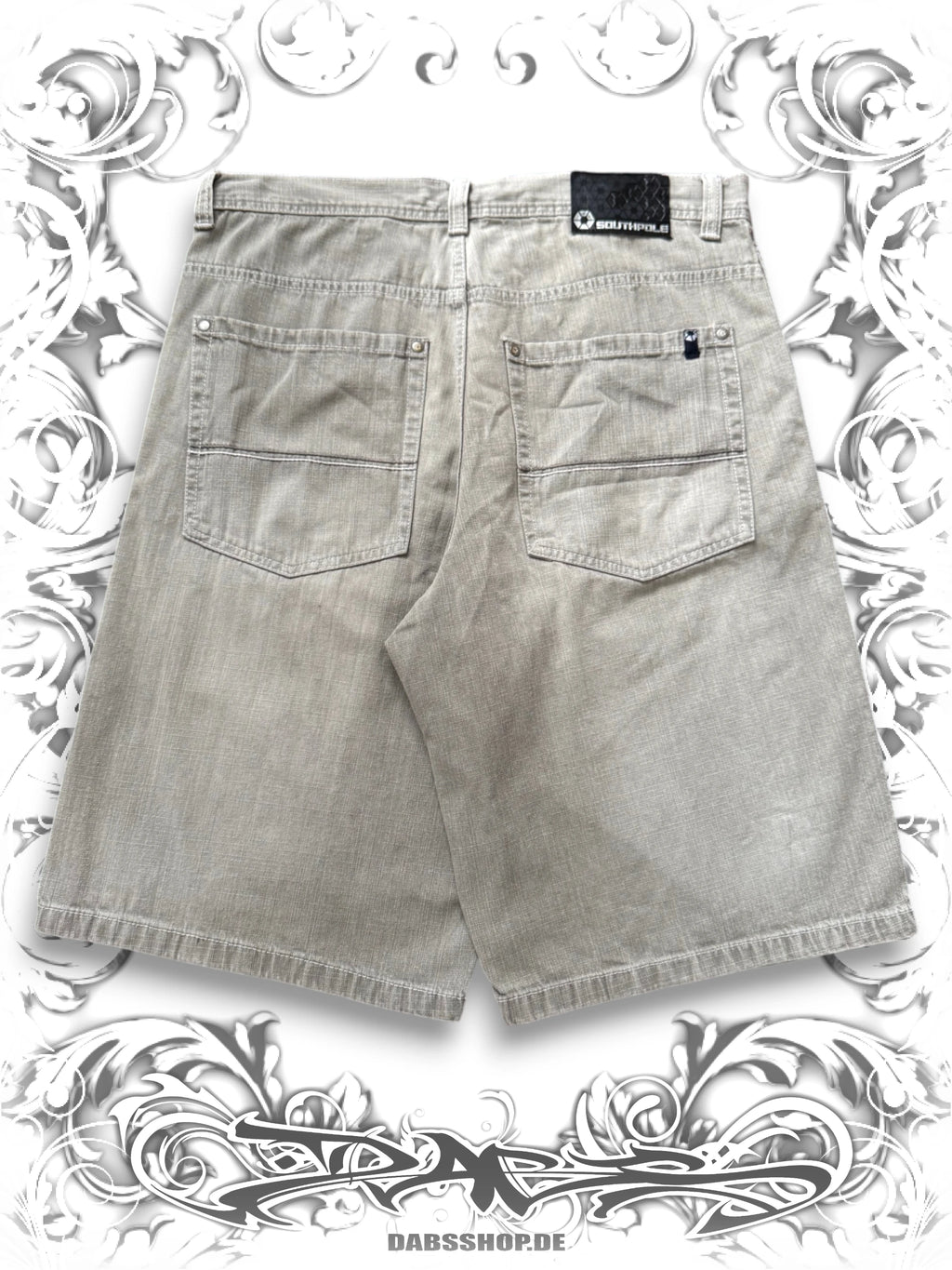 Southpole Navy Tab Baggy Jorts Grey Washing, back view