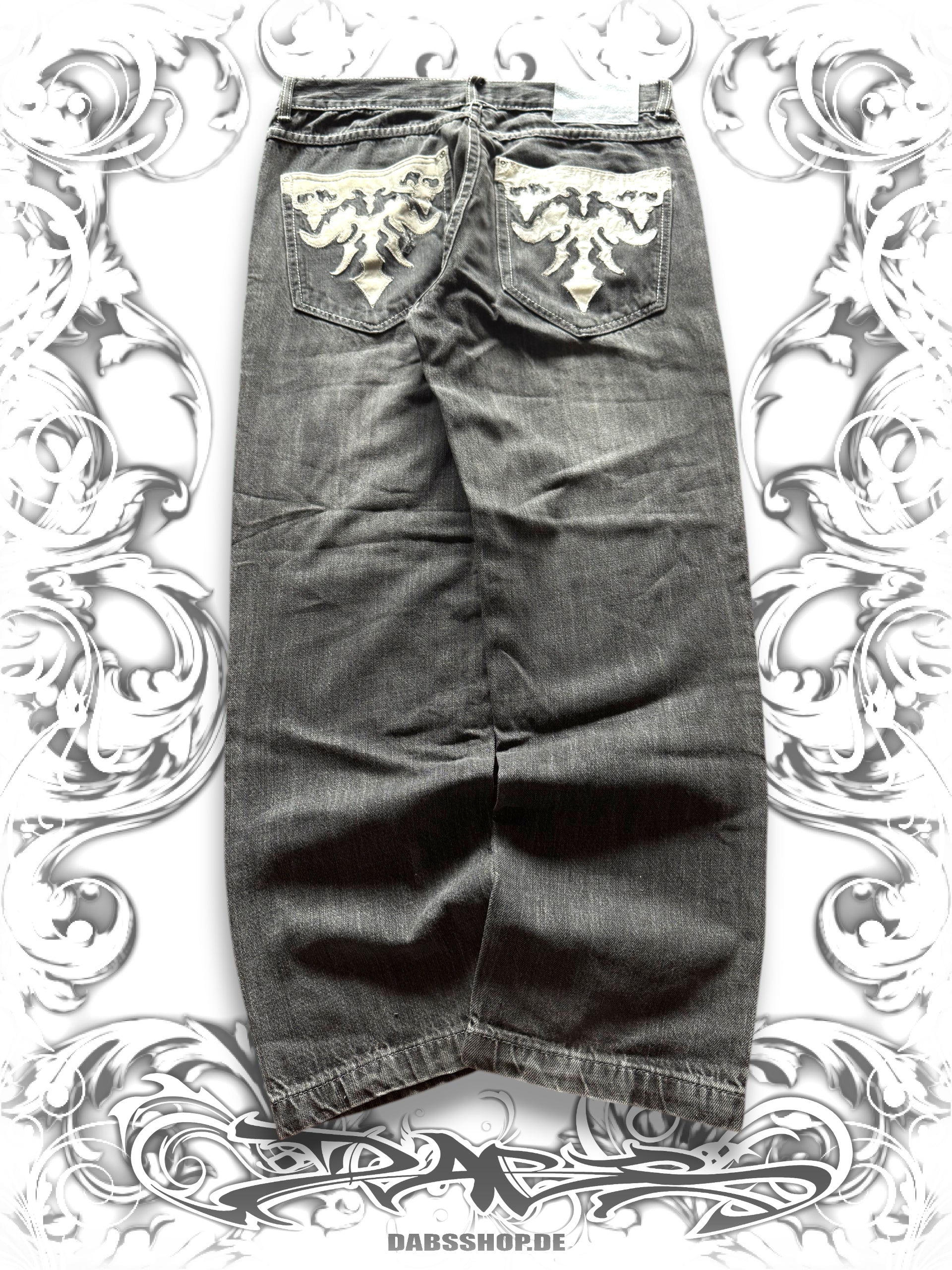 Southpole Silver Tab Baggy Pants with Embroidered Sigil Back Pockets