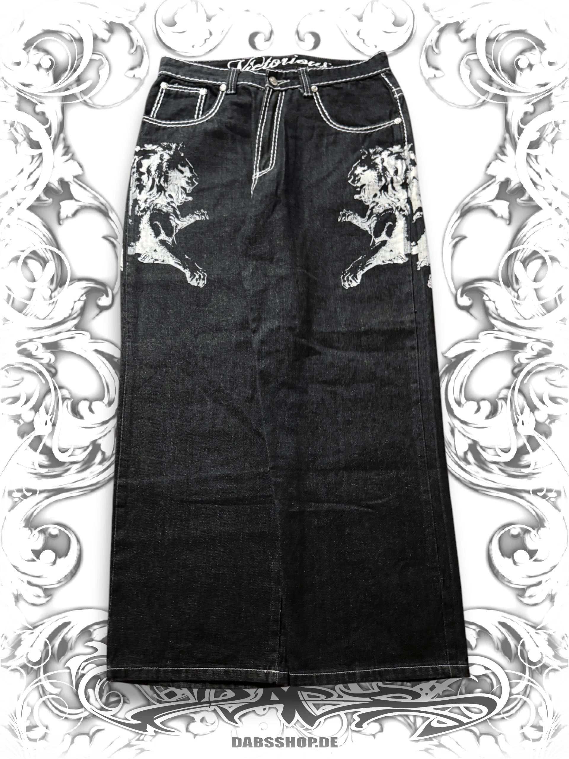 Victorious Embroidered Crosses Vintage Baggy Pants
