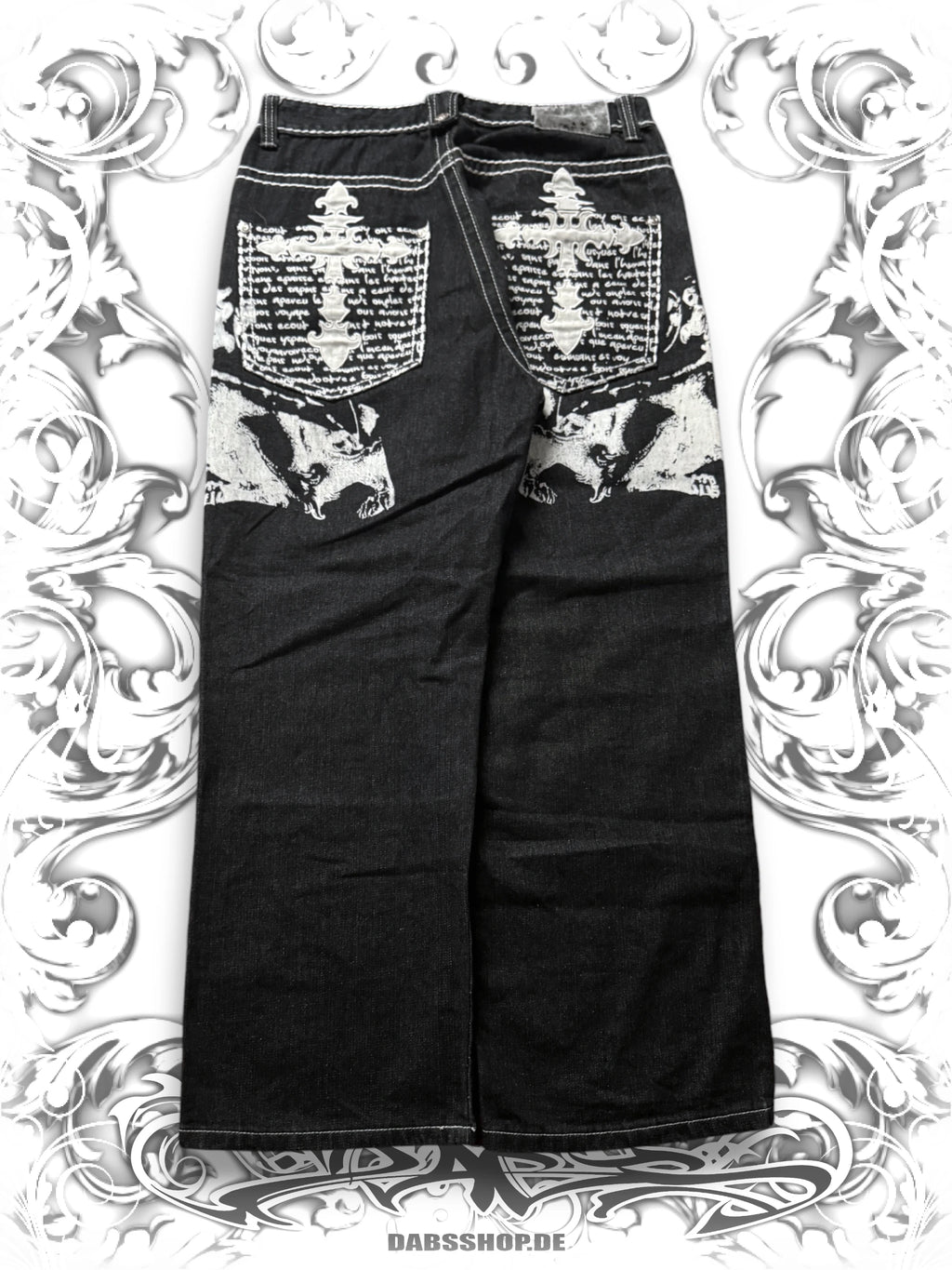 Victorious Y2K Baggy Loose Fit Trousers with Embroidered Cross Details and printed lions Streetwear Style