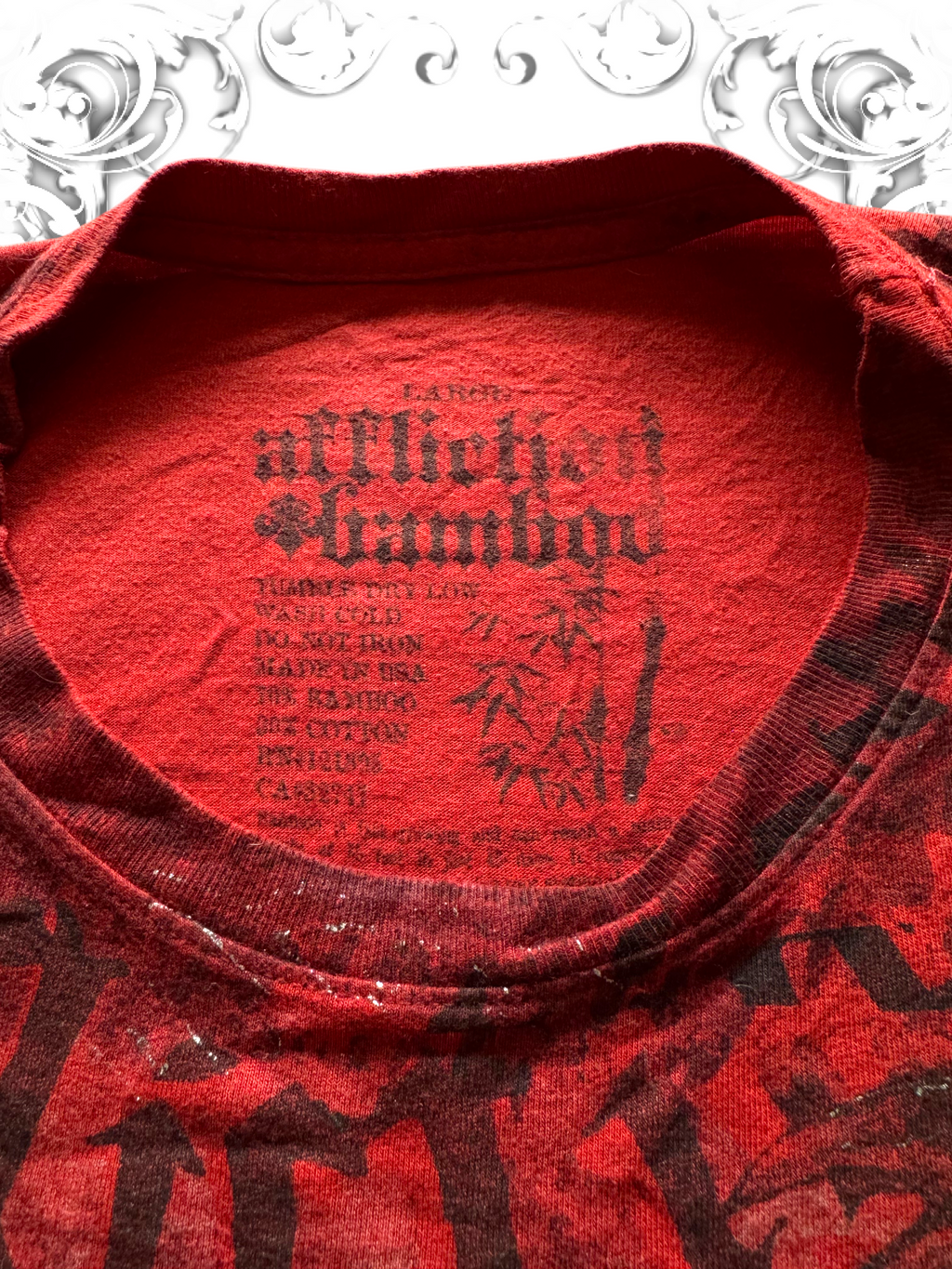Affliction Bamboo Series Angel with Crow Red Shirt