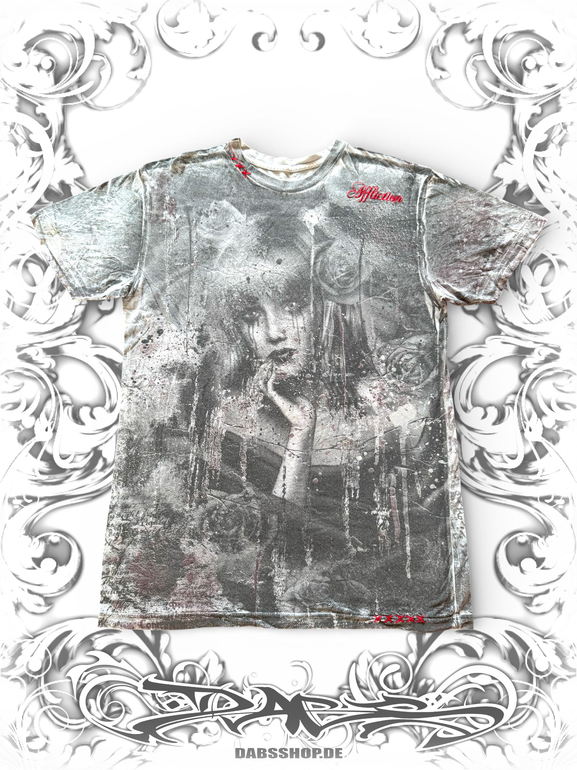 Affliction Bamboo Series Crying Angel Grunge Shirt