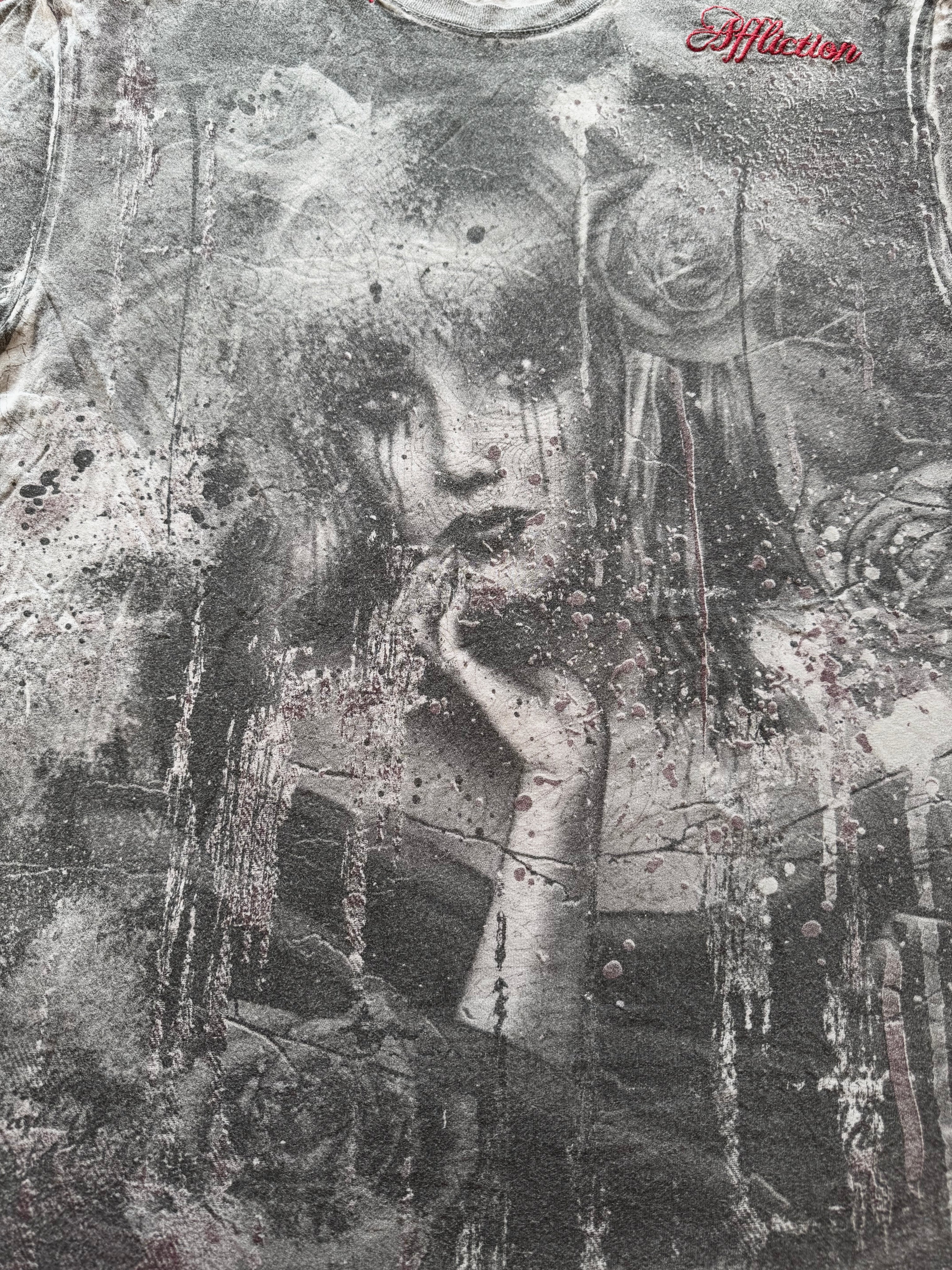 Affliction Bamboo Series Crying Angel Grunge Shirt