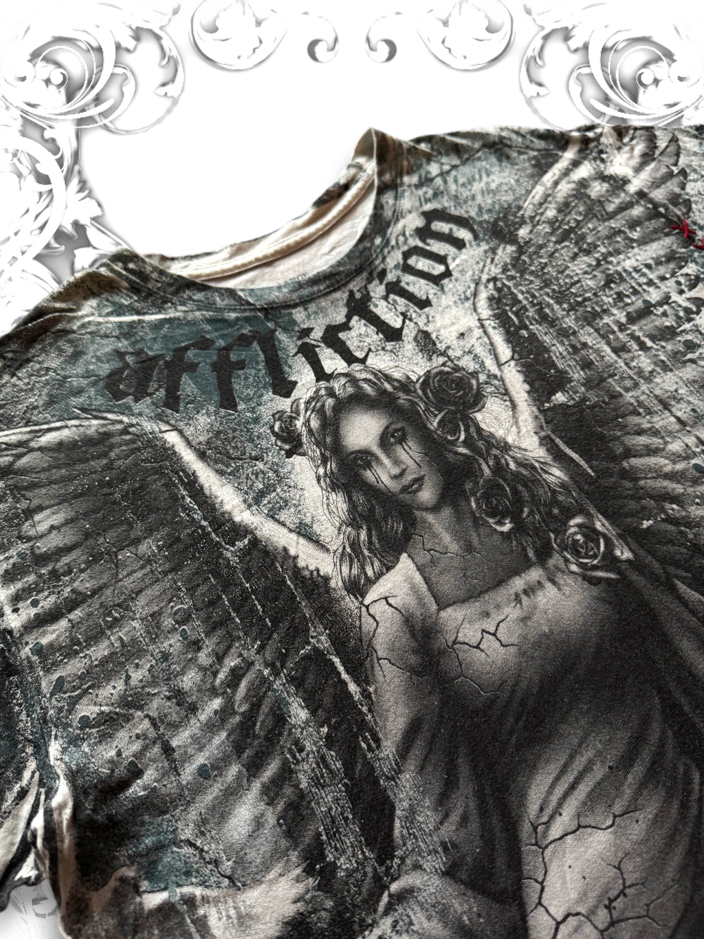Affliction Bamboo Series Crying Angel 2000s Grunge Shirt