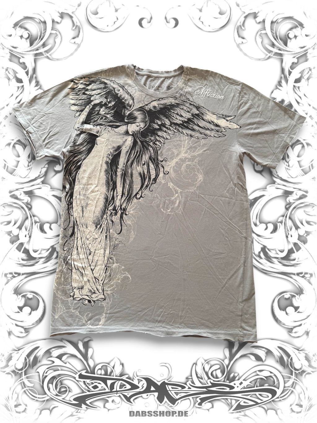 Affliction Embellished Angel Shirt with Silver Typography