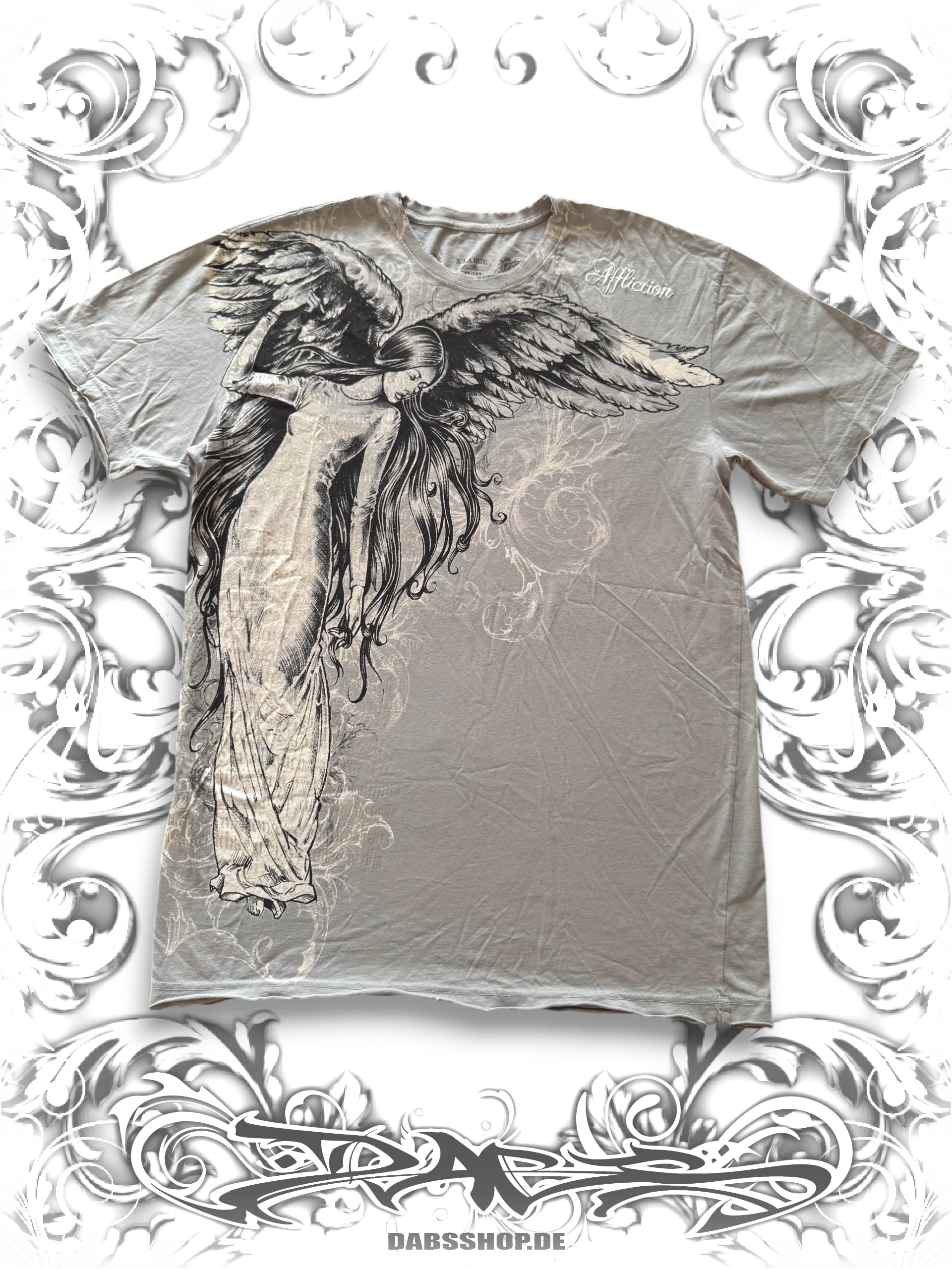 Affliction Embellished Angel Shirt with Silver Typography