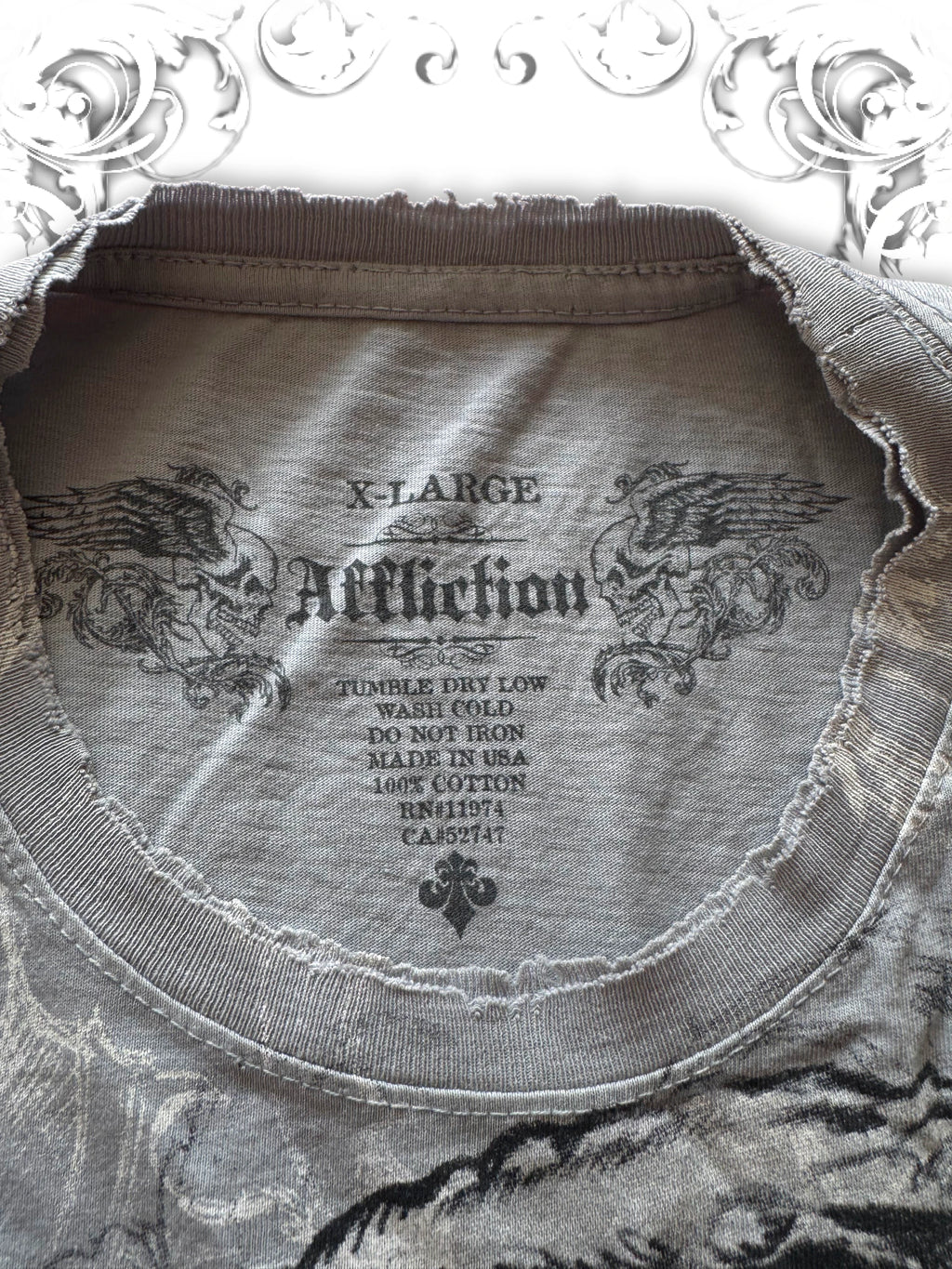 Affliction Embellished Angel Shirt with Silver Typography