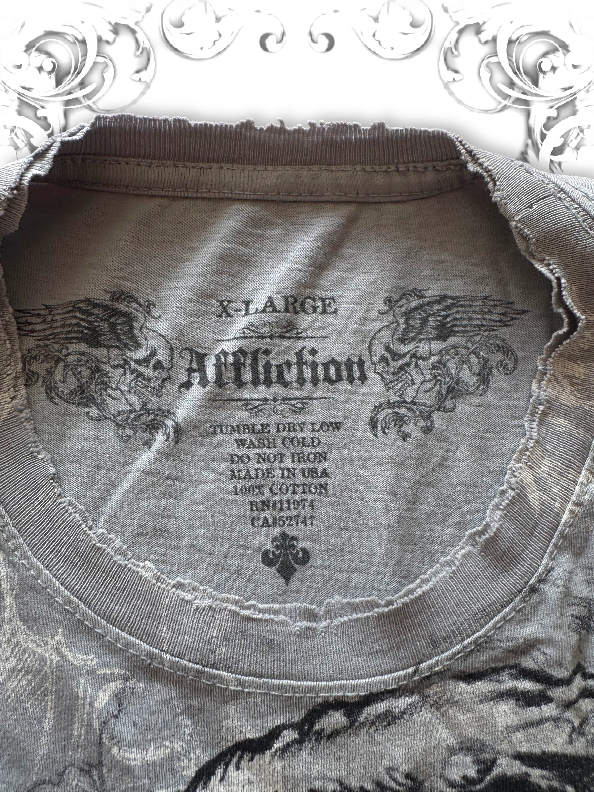 Affliction Embellished Angel Shirt with Silver Typography