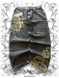 Crownholder Embellished Baggy Pants with Studded Wings