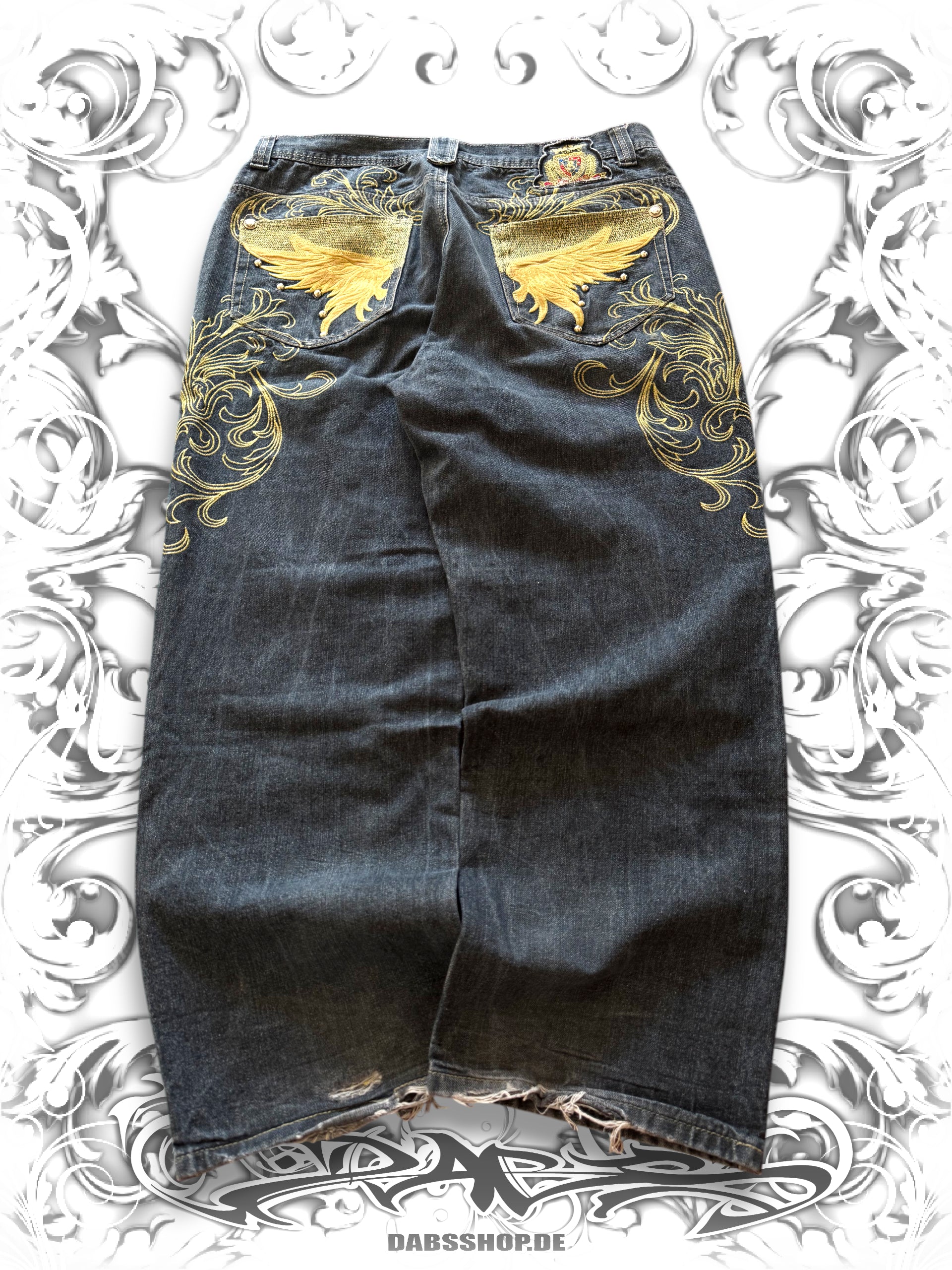 Crownholder Embellished Baggy Pants with Studded Wings