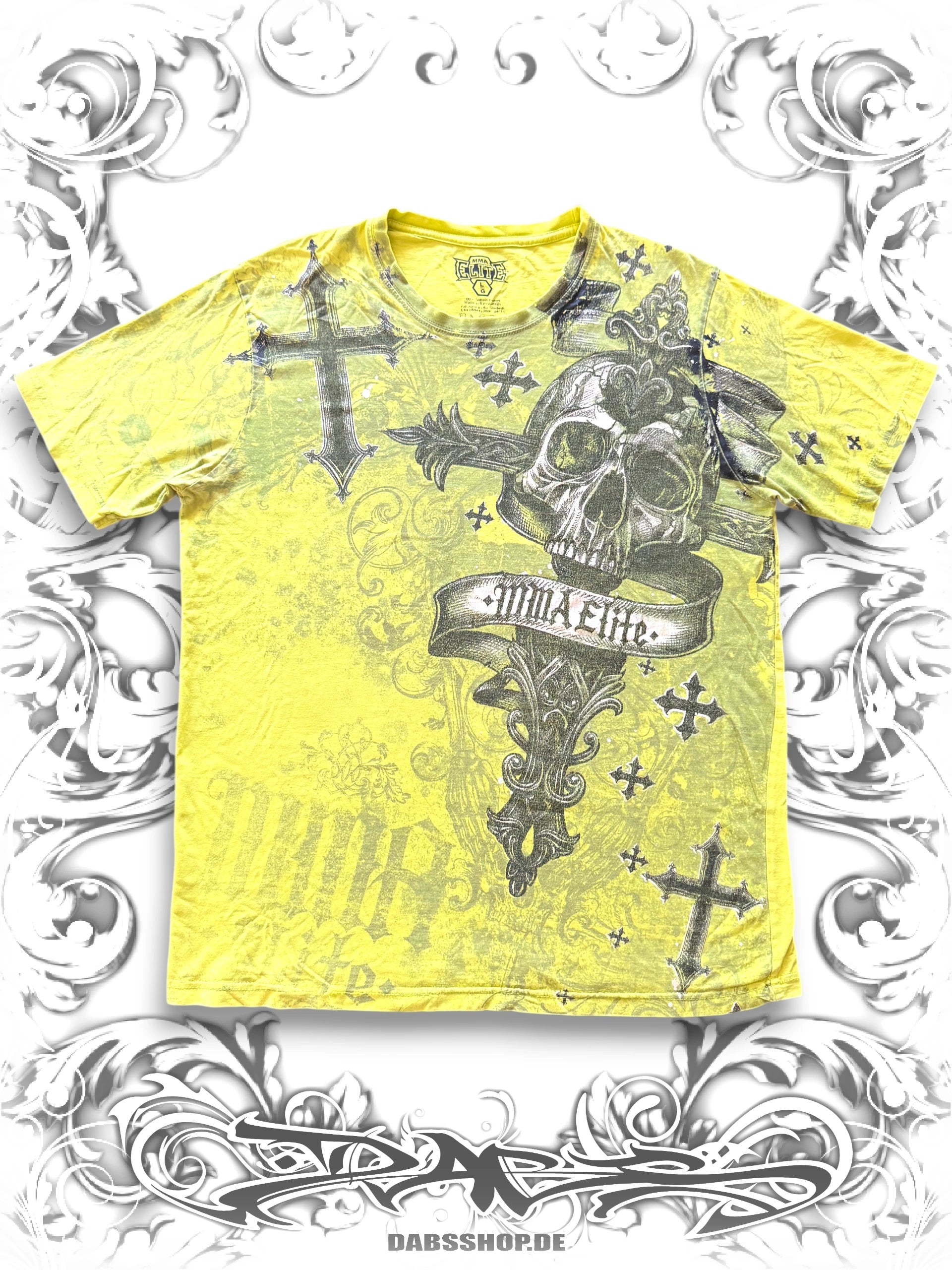 MMA Elite Neon Grunge Shirt with Skulls and Crosses