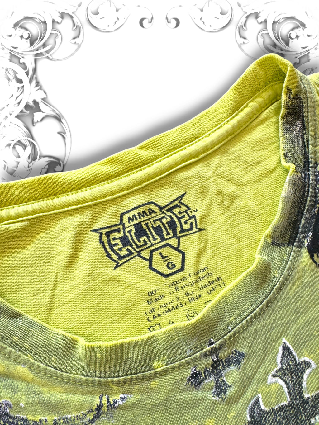 MMA Elite Neon Grunge Shirt with Skulls and Crosses