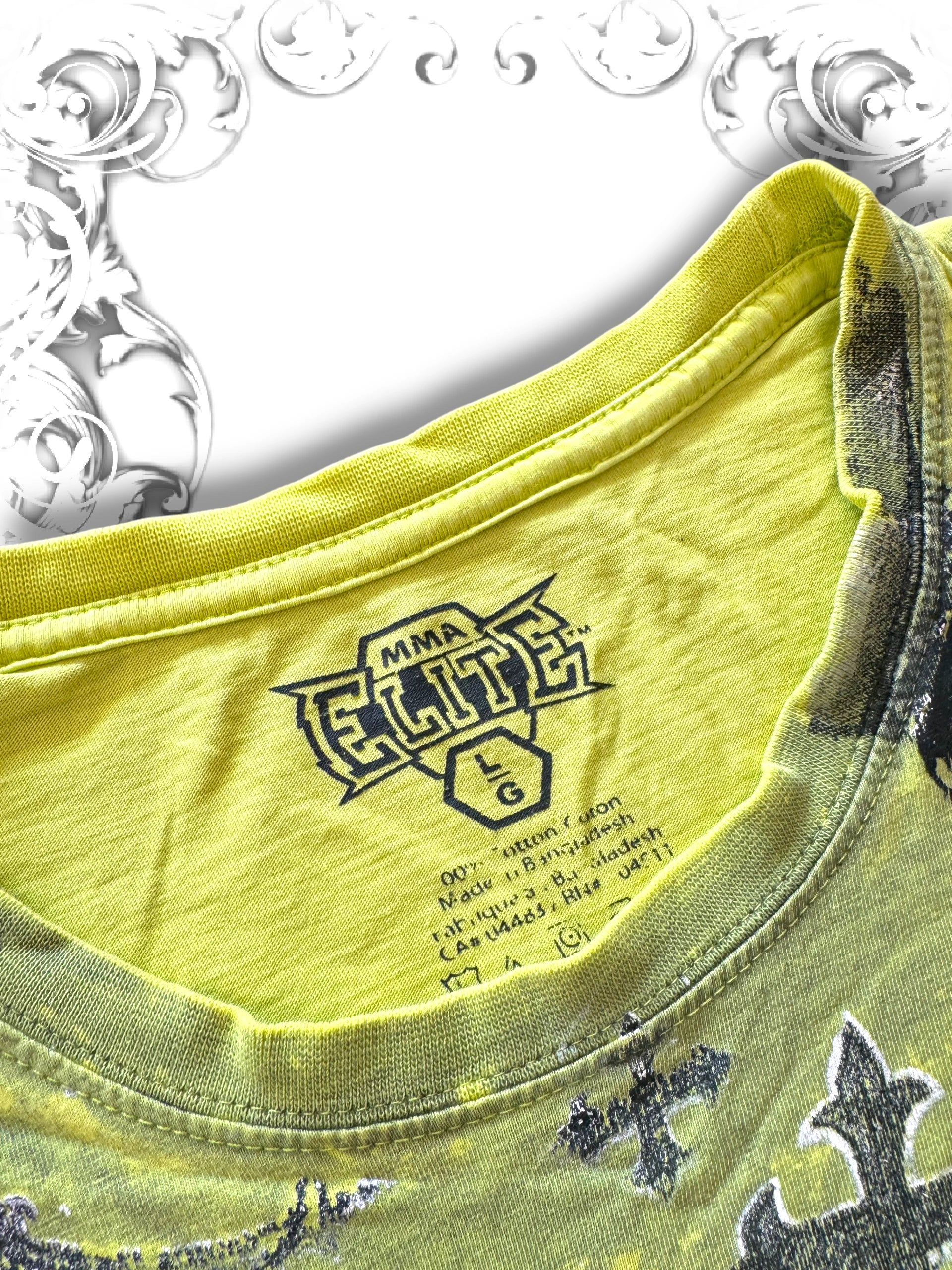MMA Elite Neon Grunge Shirt with Skulls and Crosses
