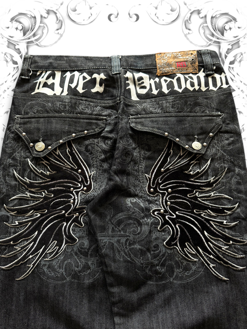 Rare Vintage Raw Blue Apex Predator Pants with Studded Wings