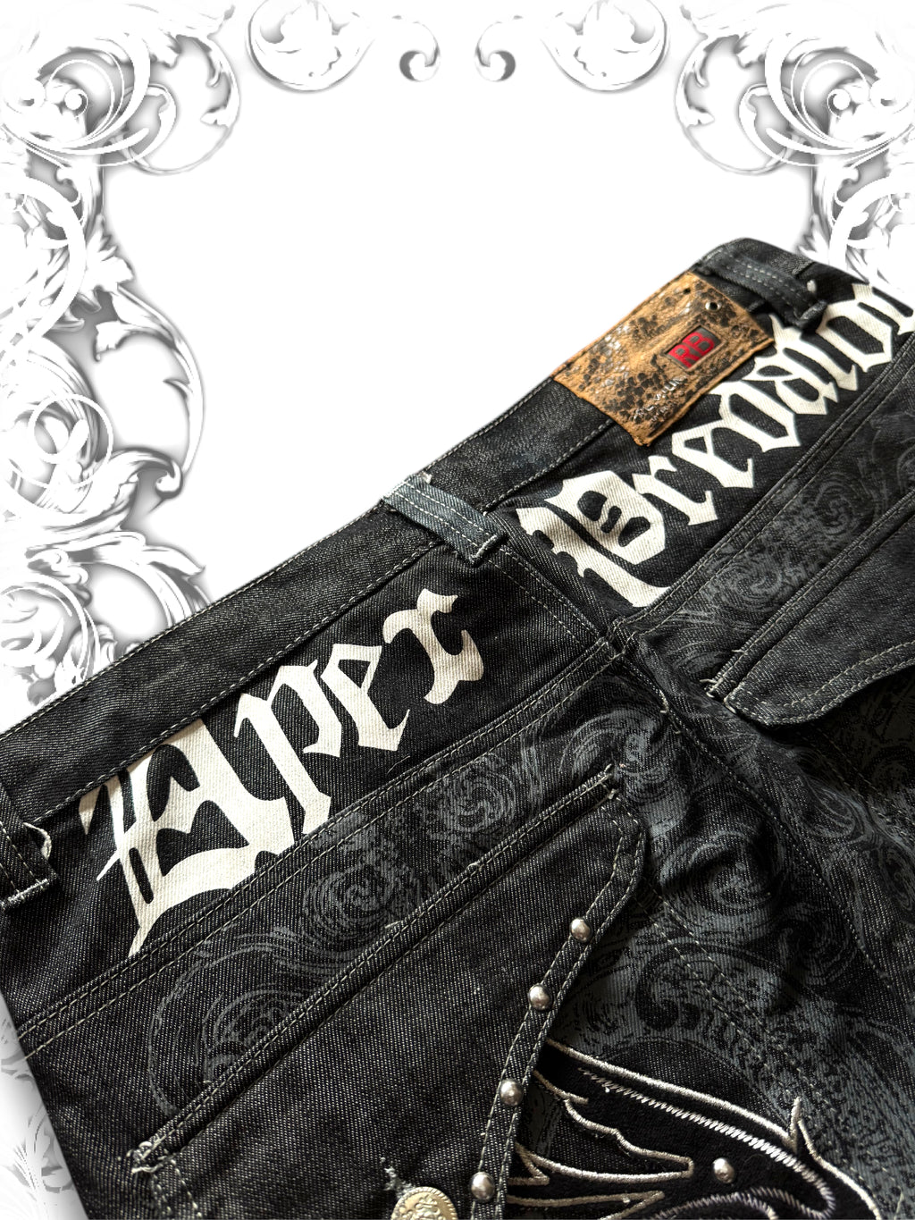 Rare Vintage Raw Blue Apex Predator Pants with Studded Wings
