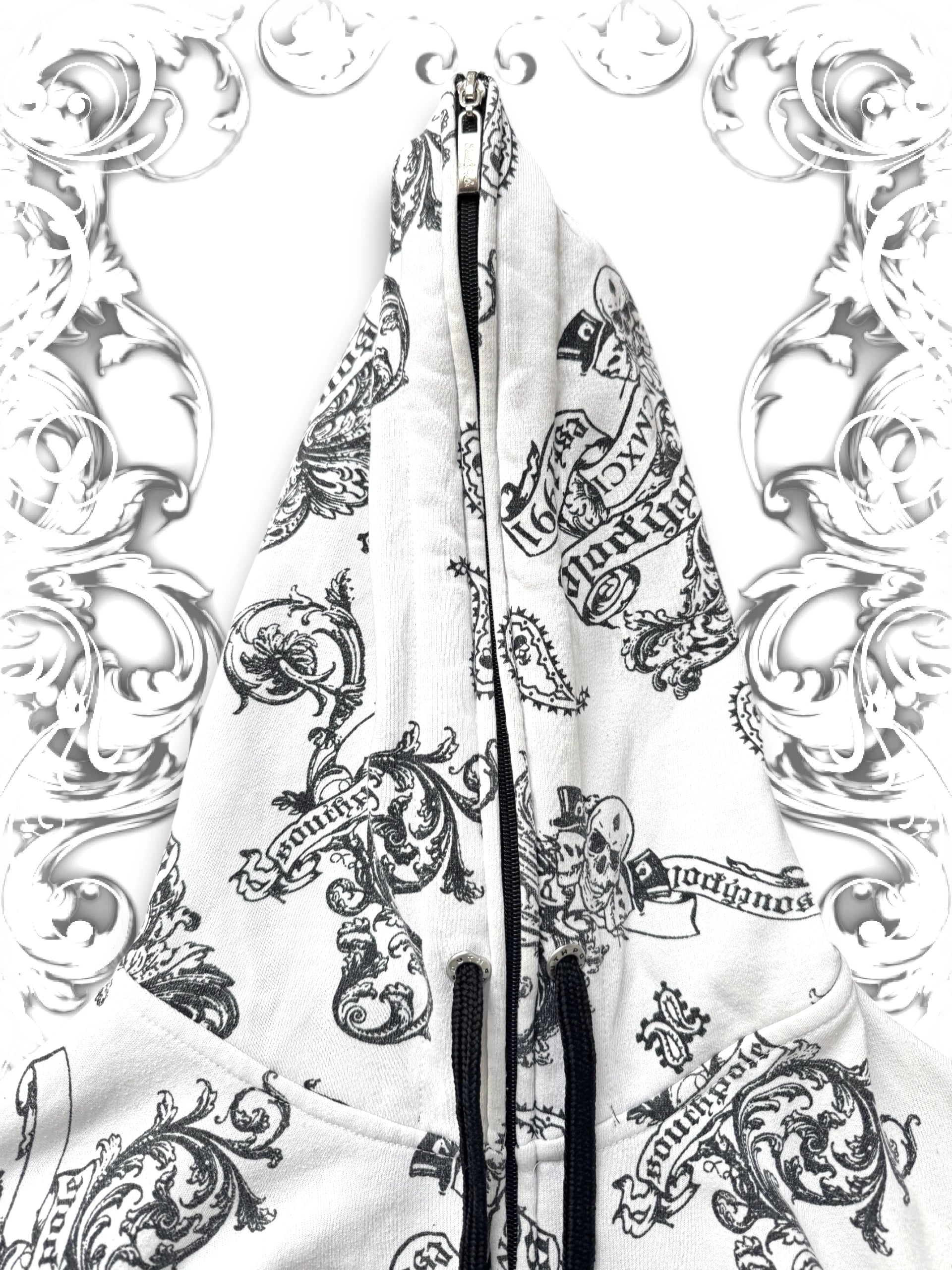 Southpole Rare Crossbone Paisley 2000s Zip Hoodie