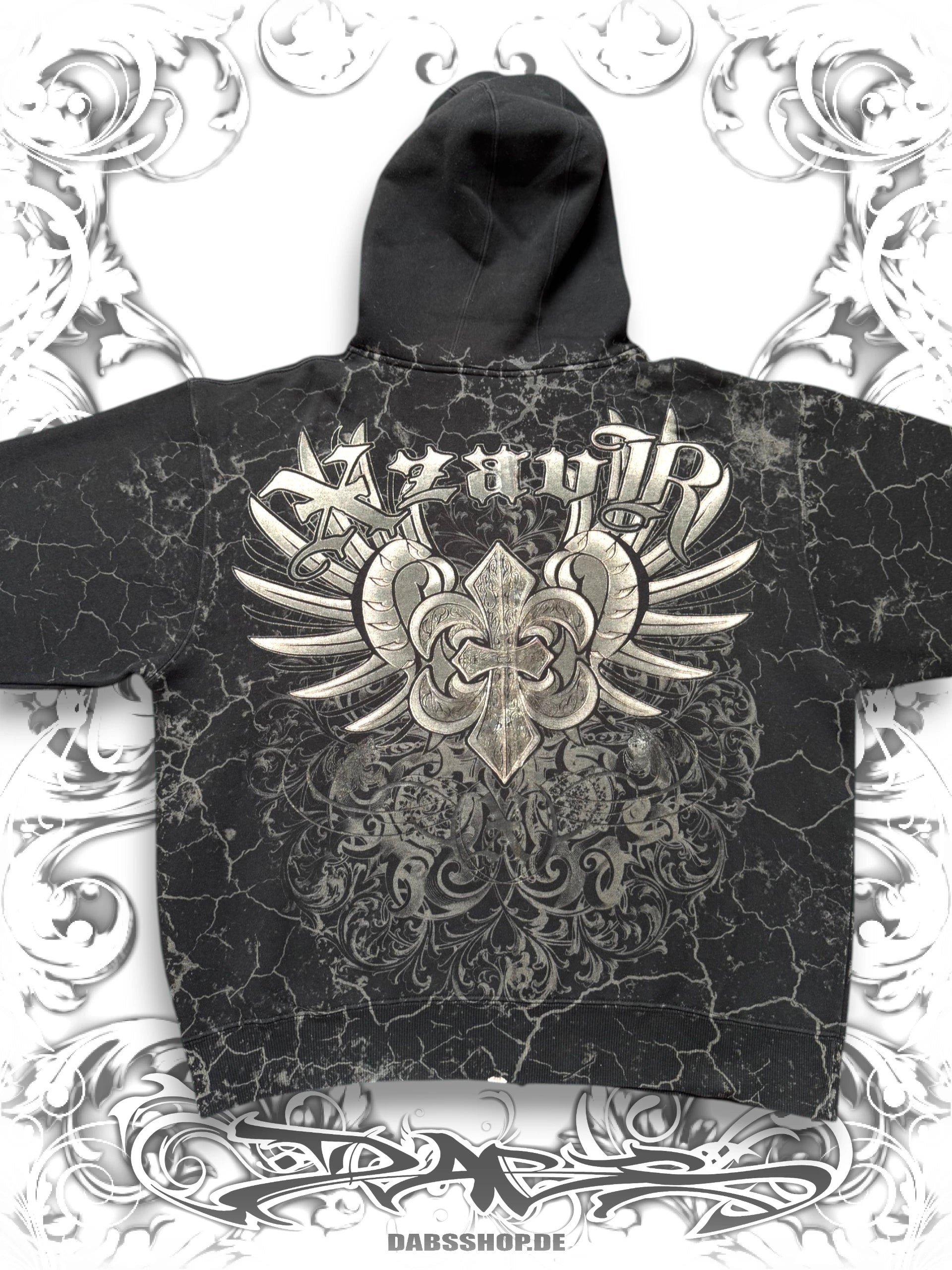Xzavier Rare Winged Skull Grunge Zip Hoodie