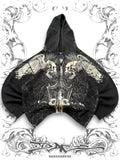 Xzavier Rare Winged Skull Grunge Zip Hoodie