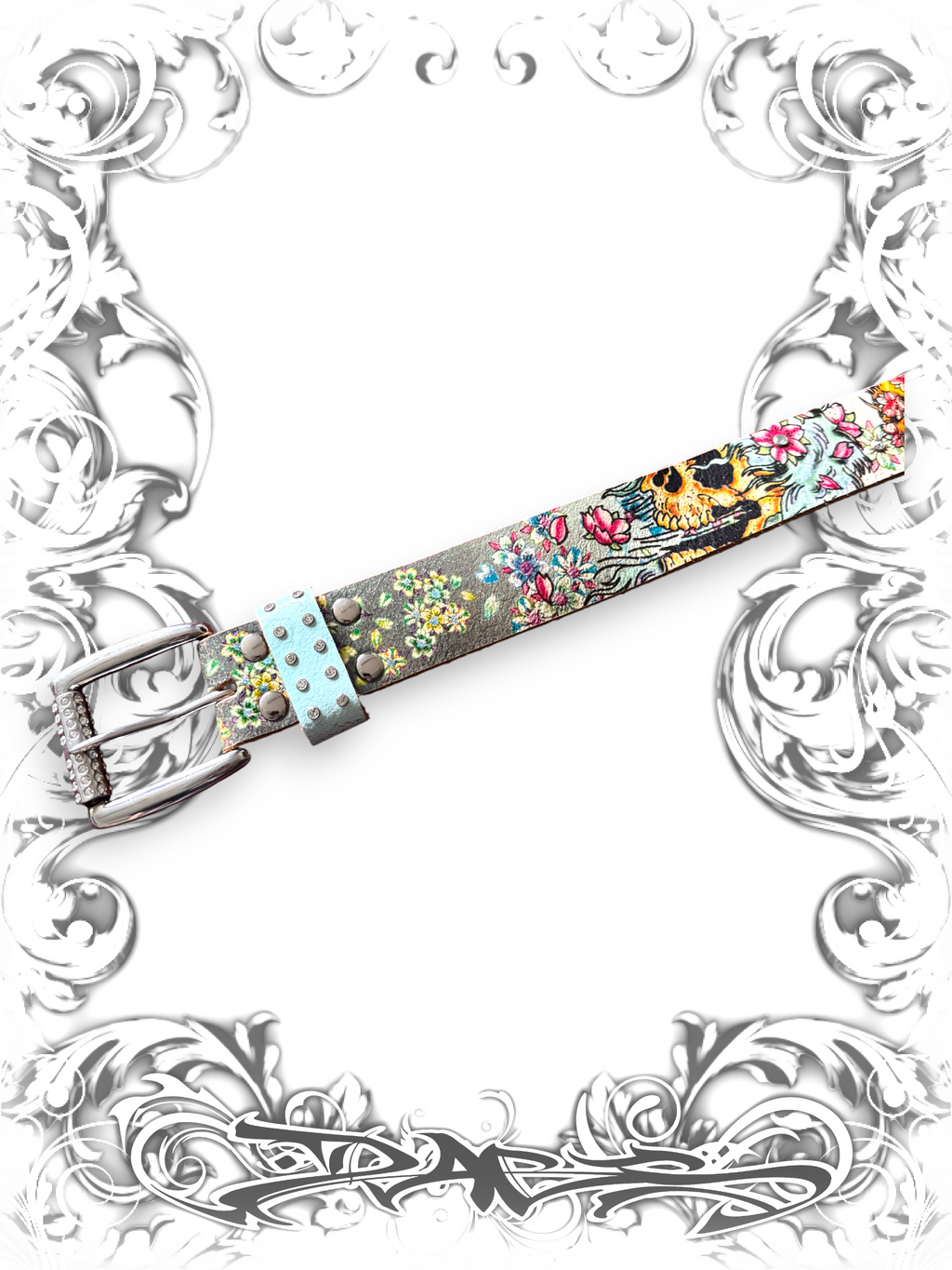 Ed Hardy Graphic Belt with Rhinestones