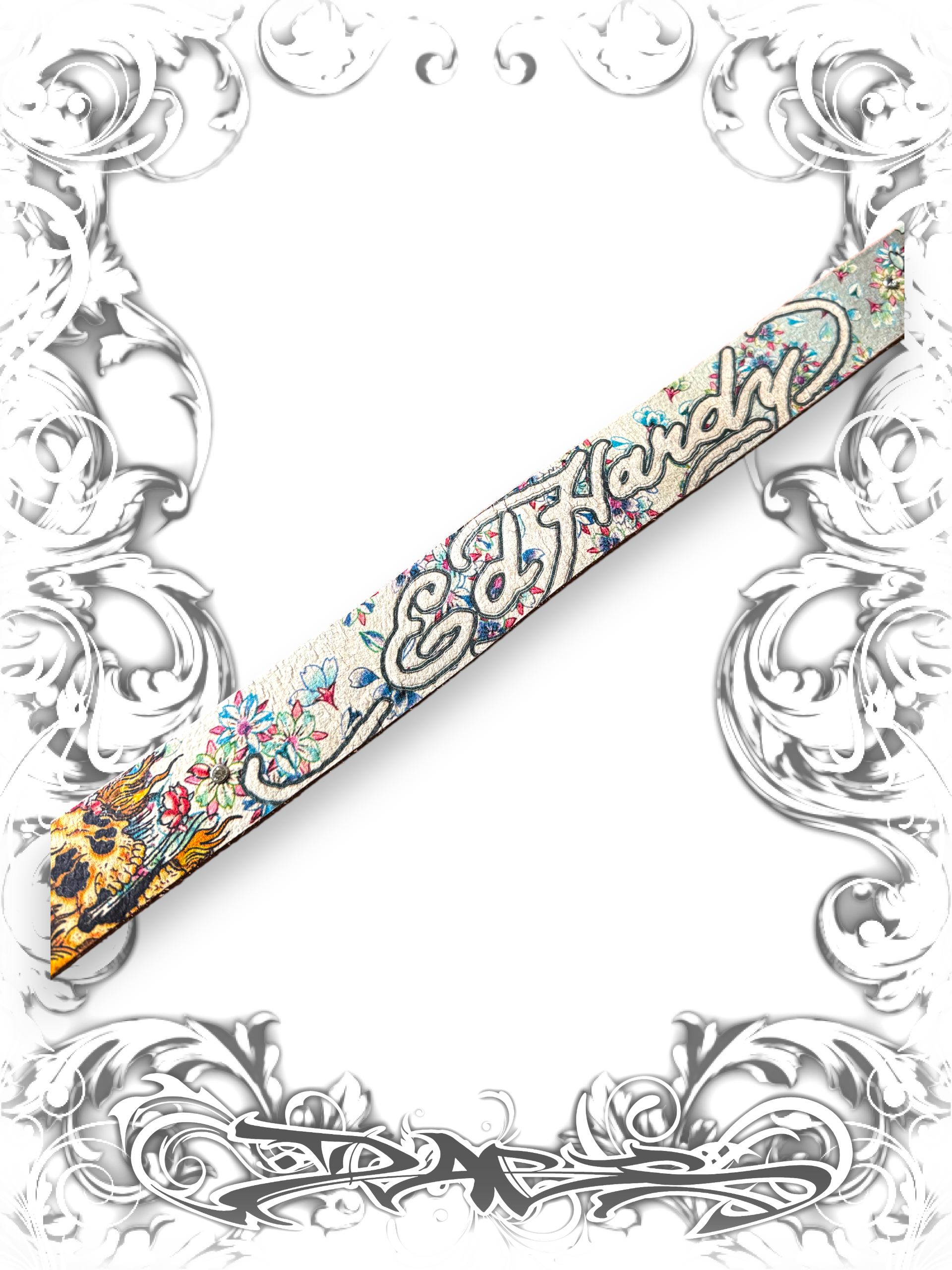 Ed Hardy Graphic Belt with Rhinestones