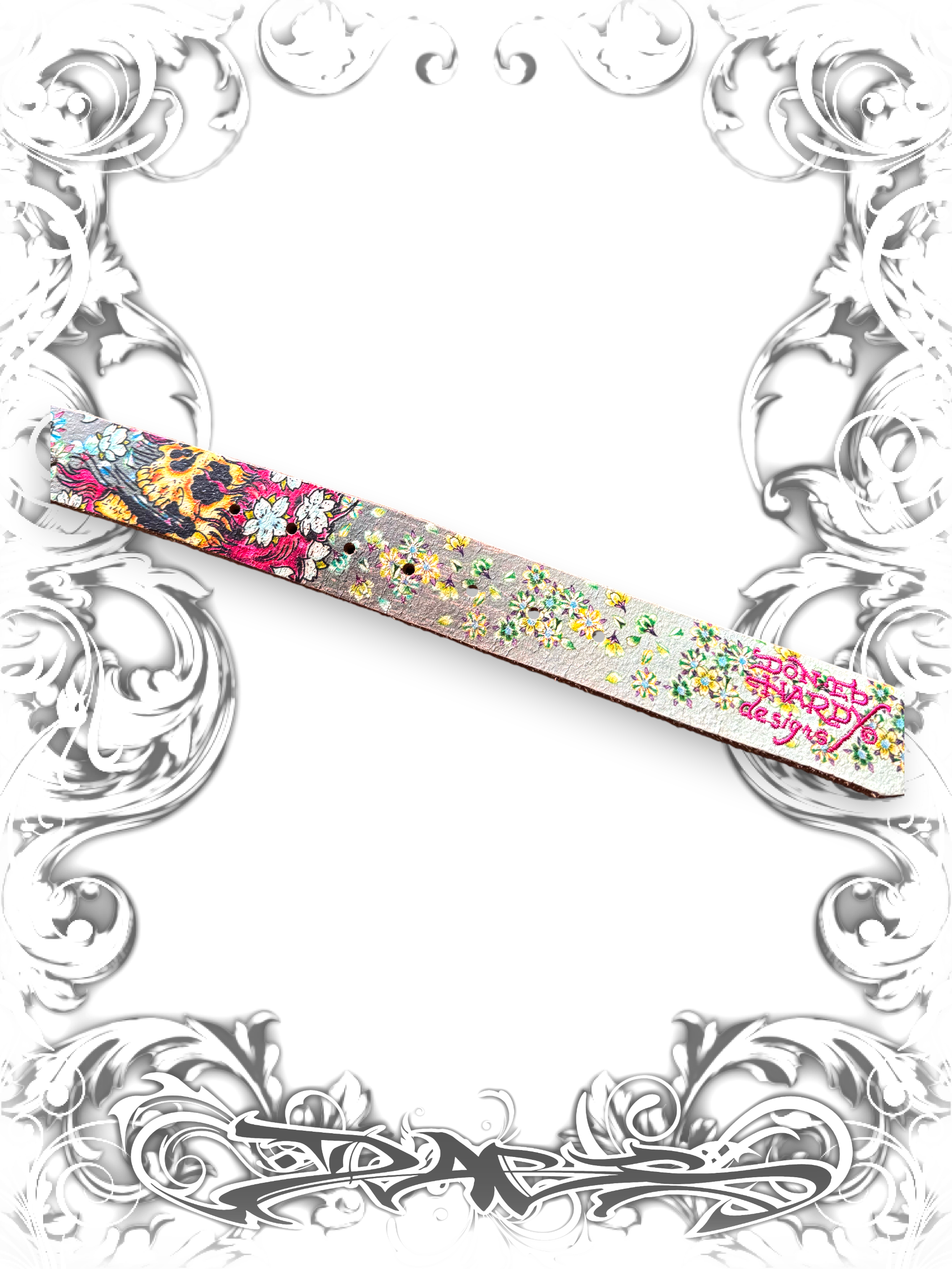 Ed Hardy Graphic Belt with Rhinestones