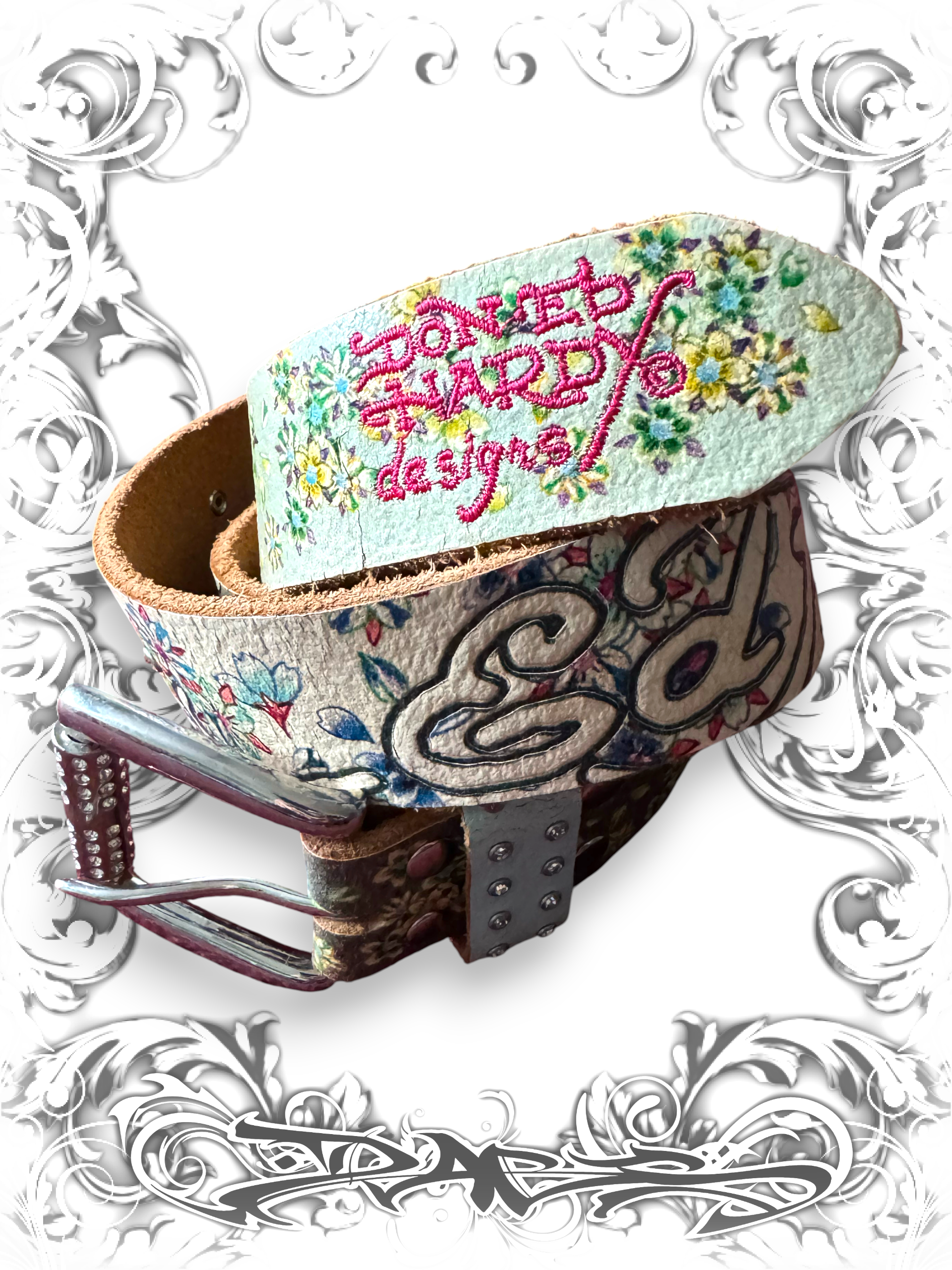 Ed Hardy Graphic Belt with Rhinestones