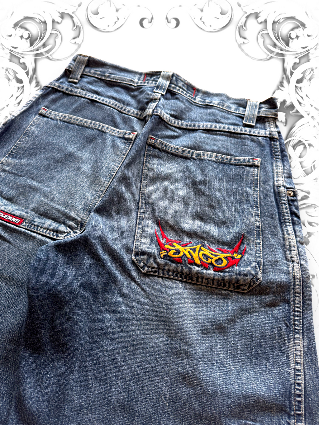 Rare JNCO Tribal Crown Embroidered Jorts