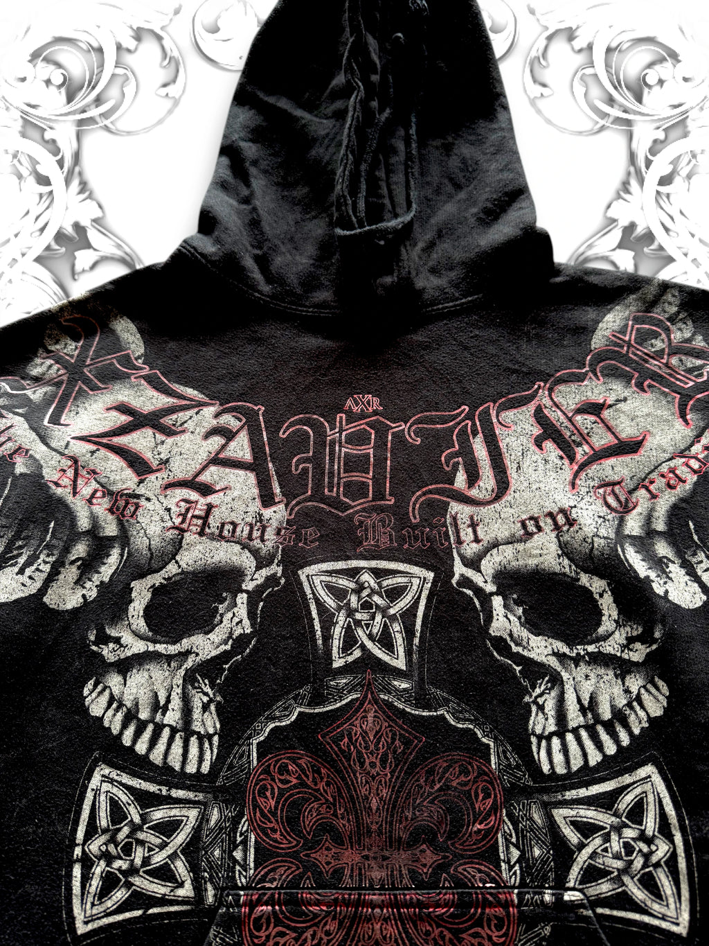 Xzavier Winged Skull Grunge Hoodie
