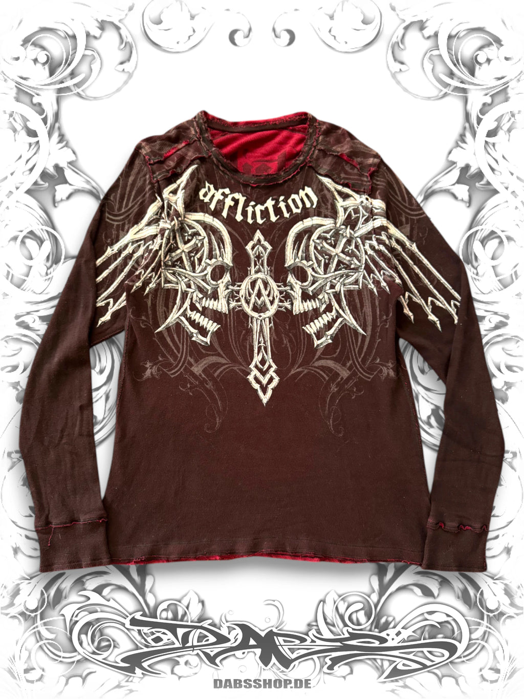 Affliction Tribal Skulls reversible longsleeve shirt with 2000s MMA Y2K vintage design