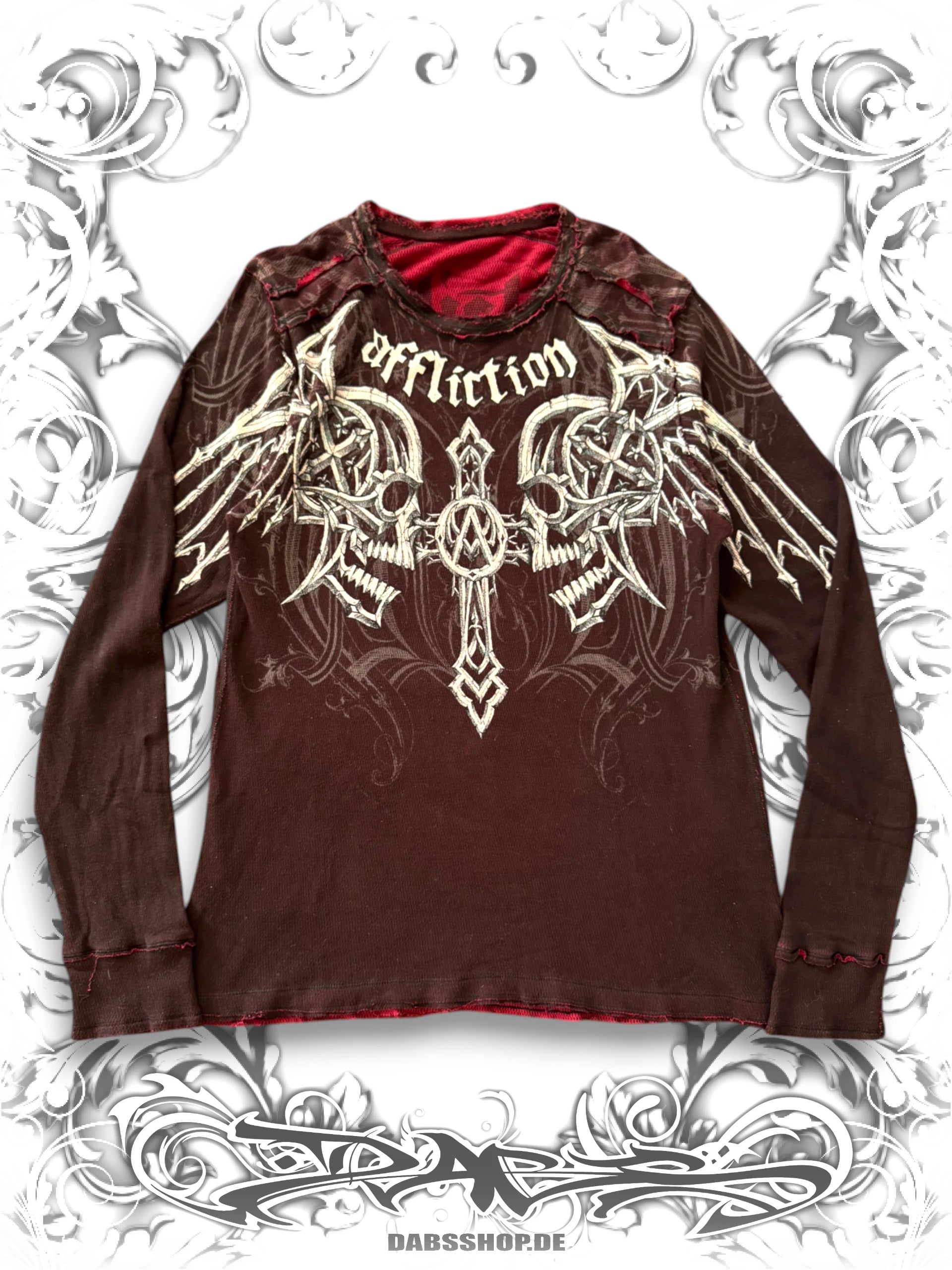 Affliction Tribal Skulls reversible longsleeve shirt with 2000s MMA Y2K vintage design
