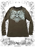 Brown Affliction Winged Eagle reversible longsleeve shirt with 2000s MMA graphic design and Y2K vintage streetwear style