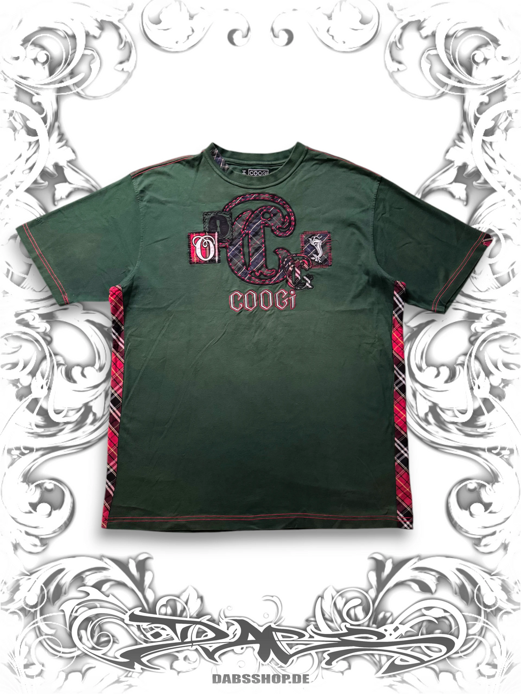 Coogi vintage T-shirt with detailed embroidery and 2000s hip hop streetwear style