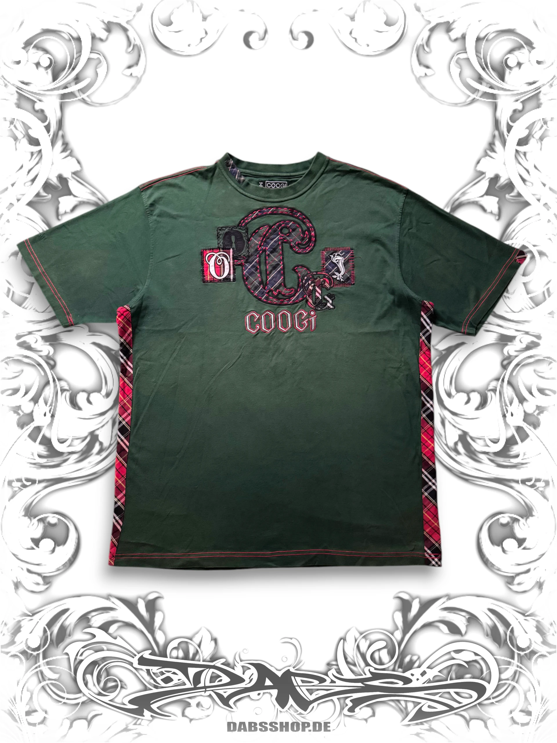 Coogi vintage T-shirt with detailed embroidery and 2000s hip hop streetwear style