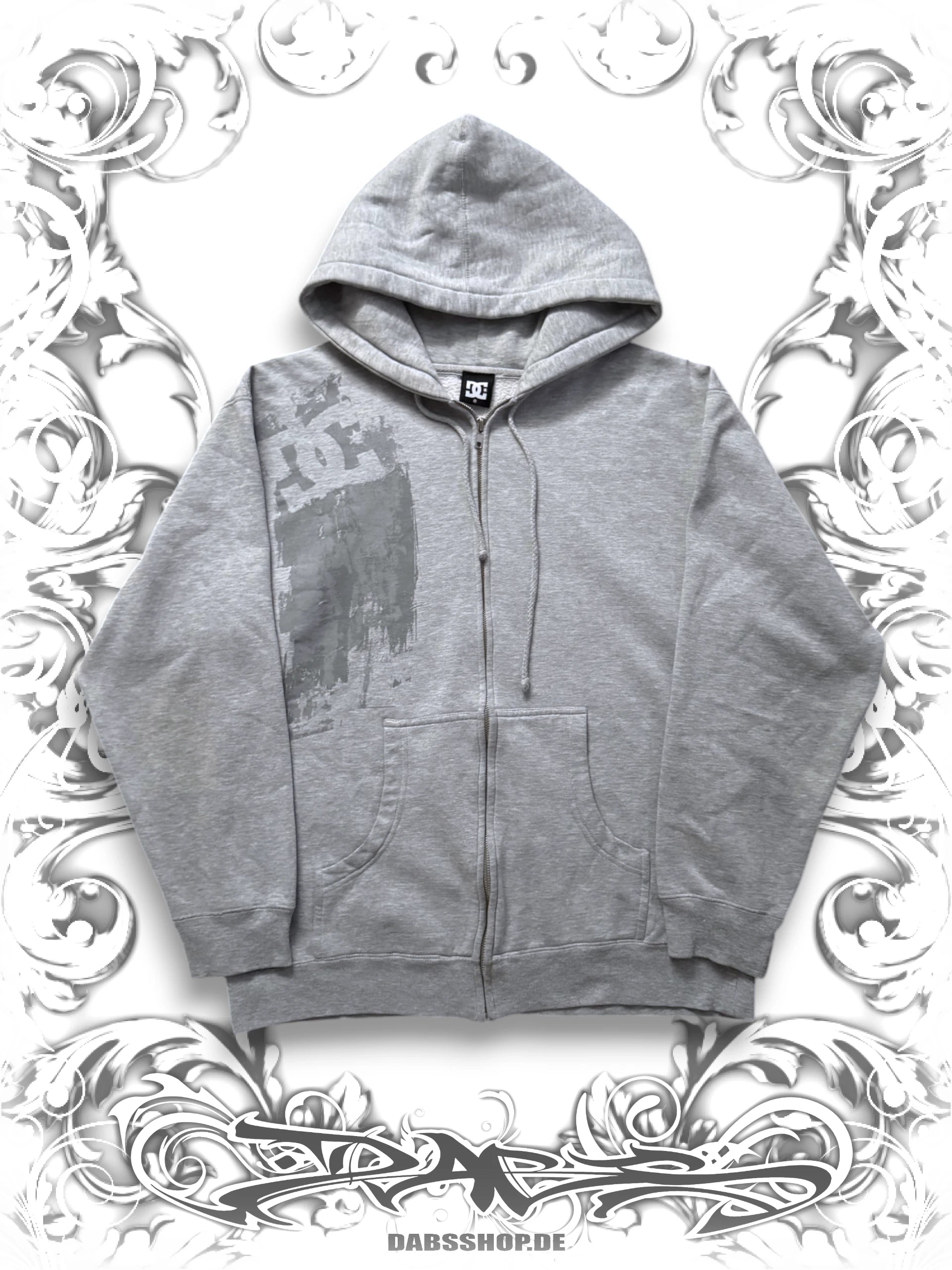 DC printed grunge zip hoodie with graphic print and full-zip closure