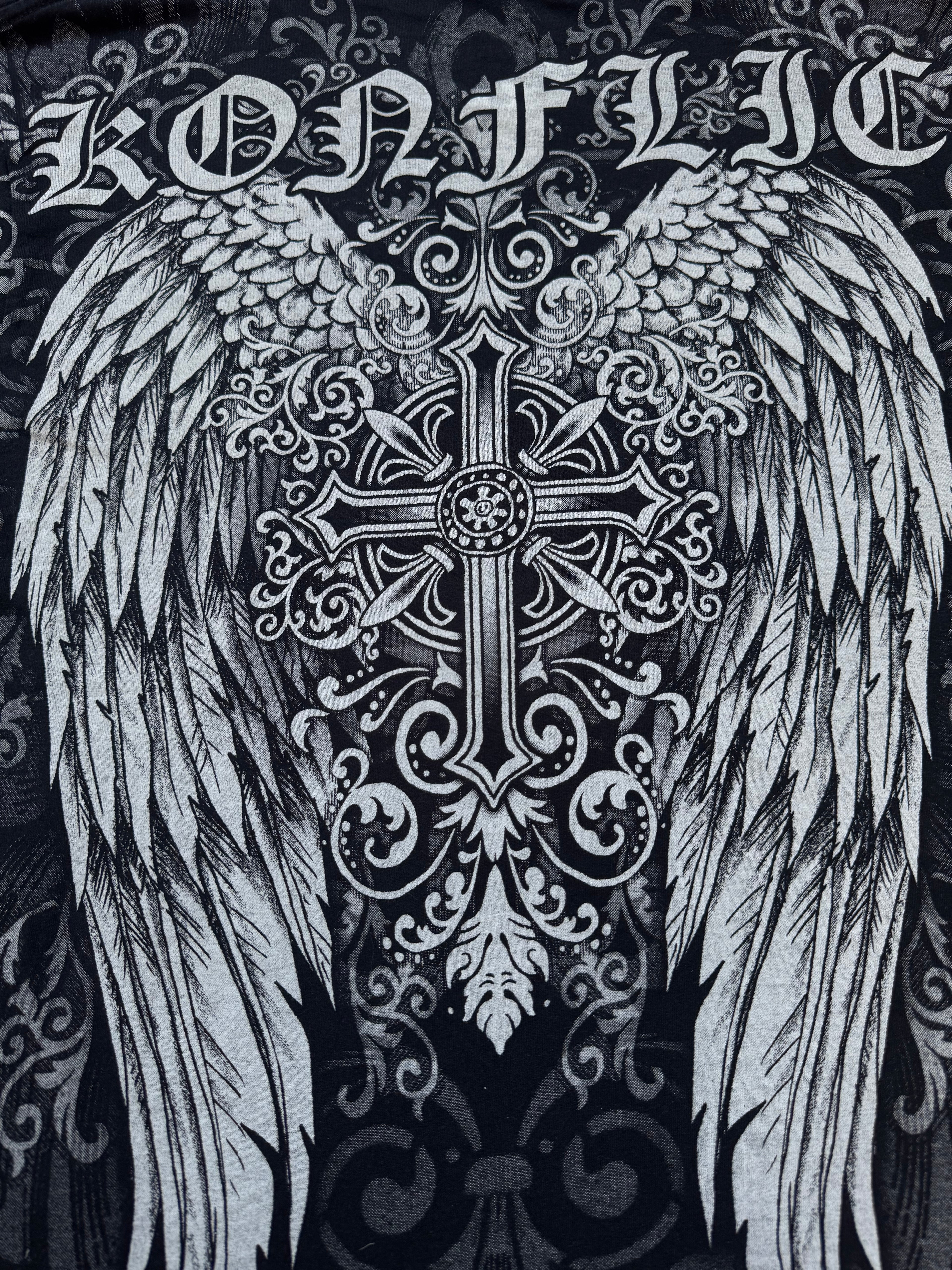 Konflic Grunge Winged Cross AOP T-Shirt