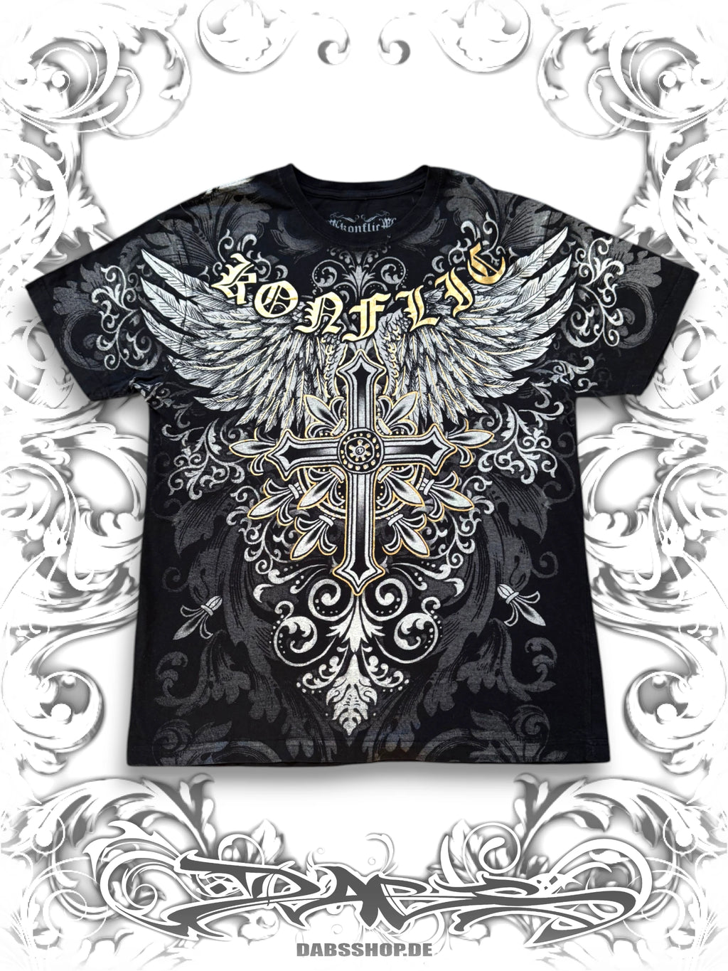 Konflic Grunge Winged Cross AOP T-Shirt