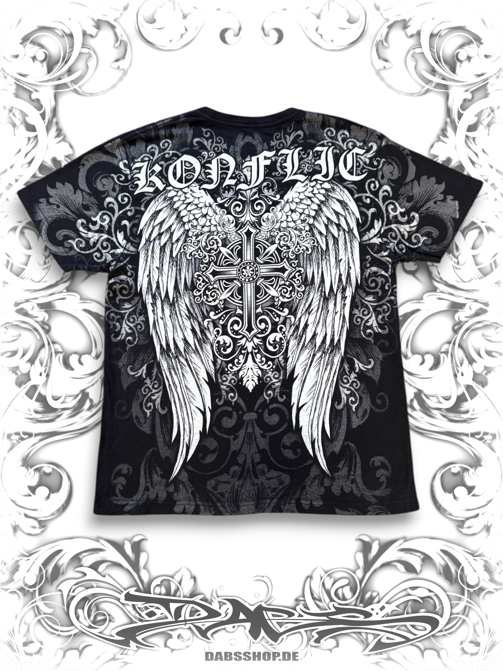 Konflic Grunge Winged Cross AOP T-Shirt