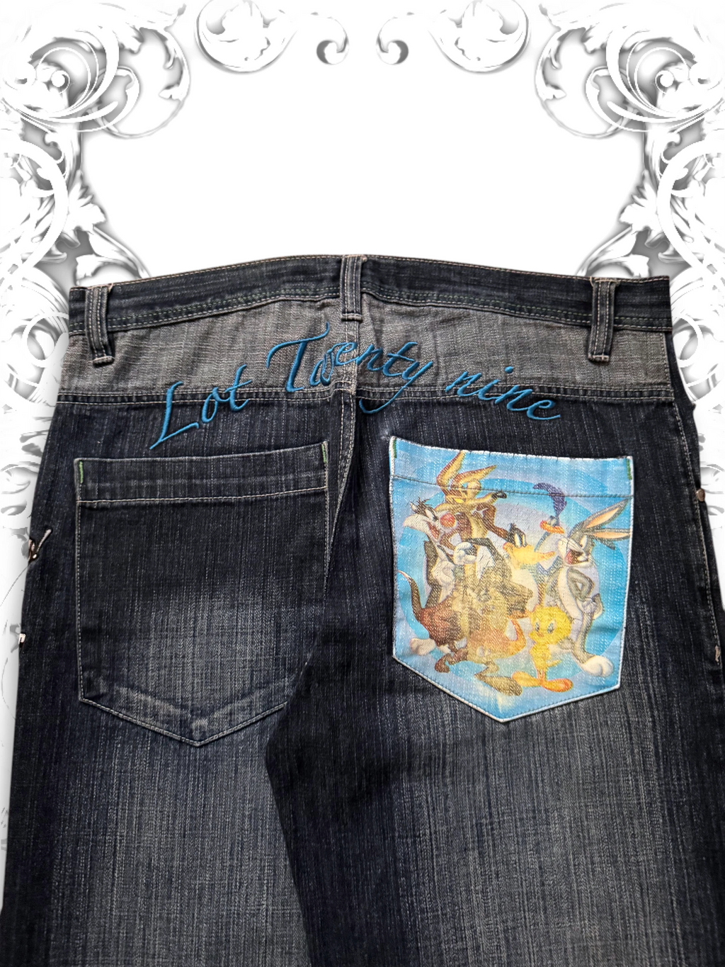 Lot29 Y2K Looney Tunes baggy pants with cartoon character graphic print back pockets