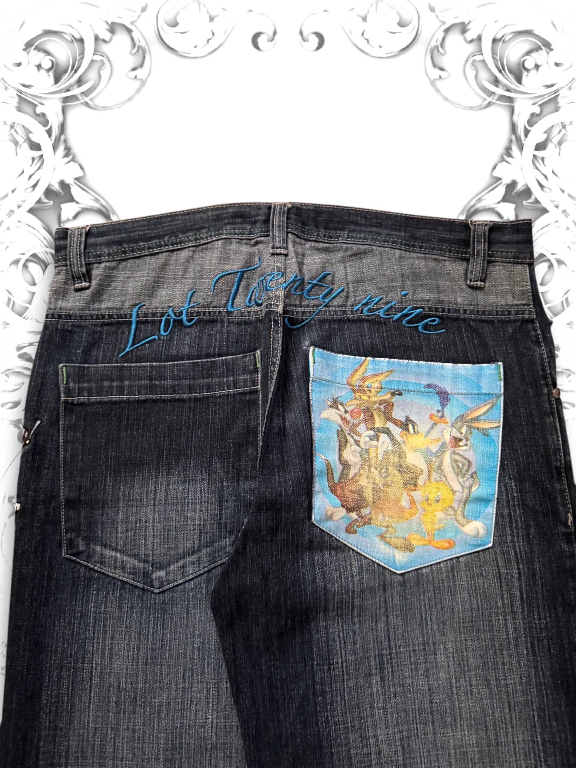 Lot29 Y2K Looney Tunes baggy pants with cartoon character graphic print back pockets