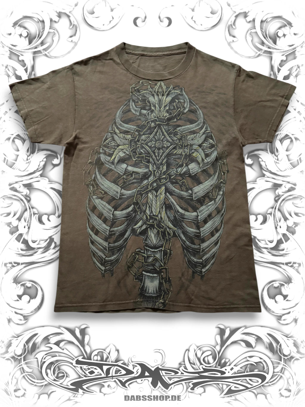 MMA Elite 2000s T-shirt with ribcage and chain graphic print