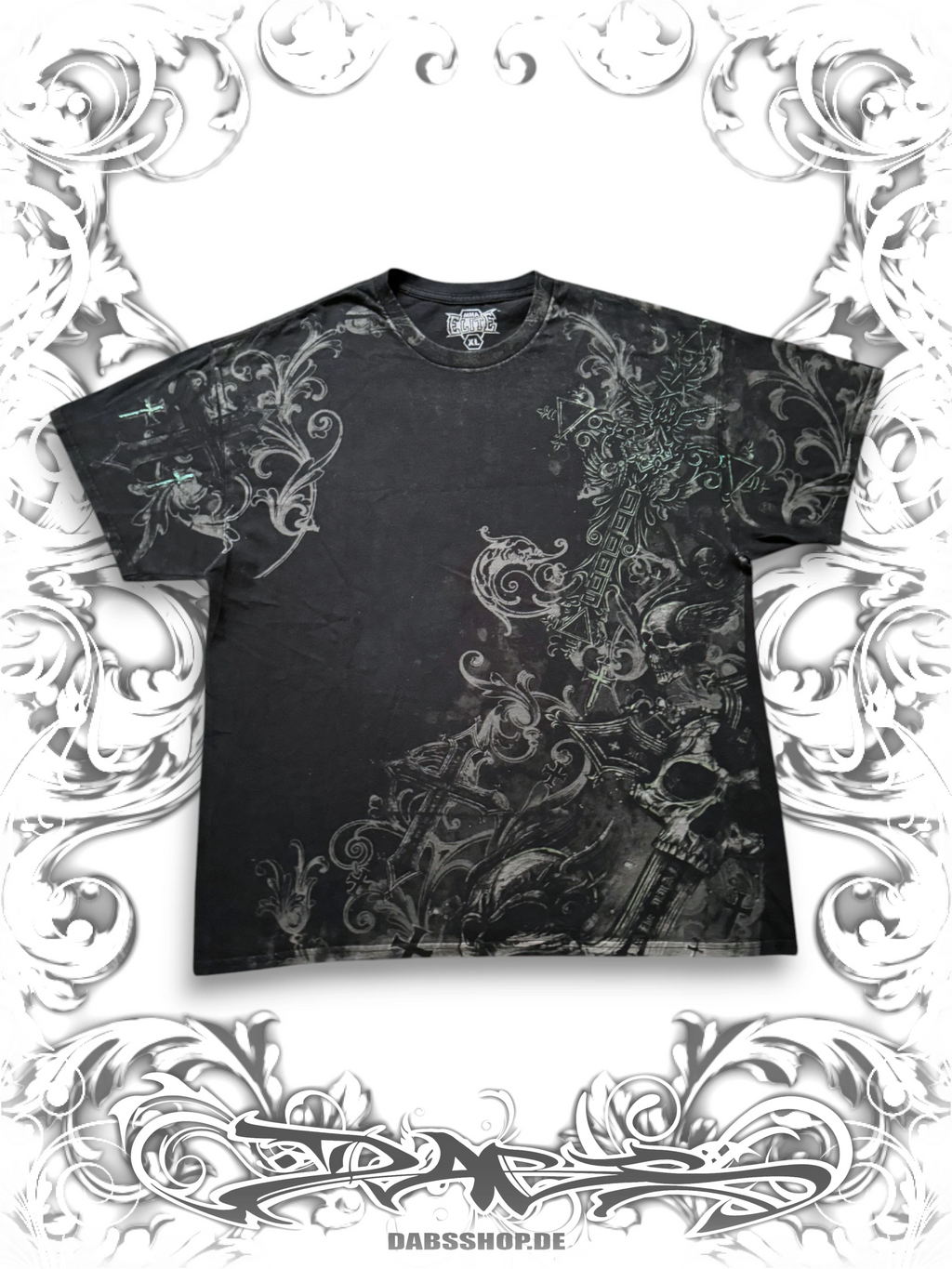 MMA Elite alternative T-shirt with embellished cross and skulls graphic print