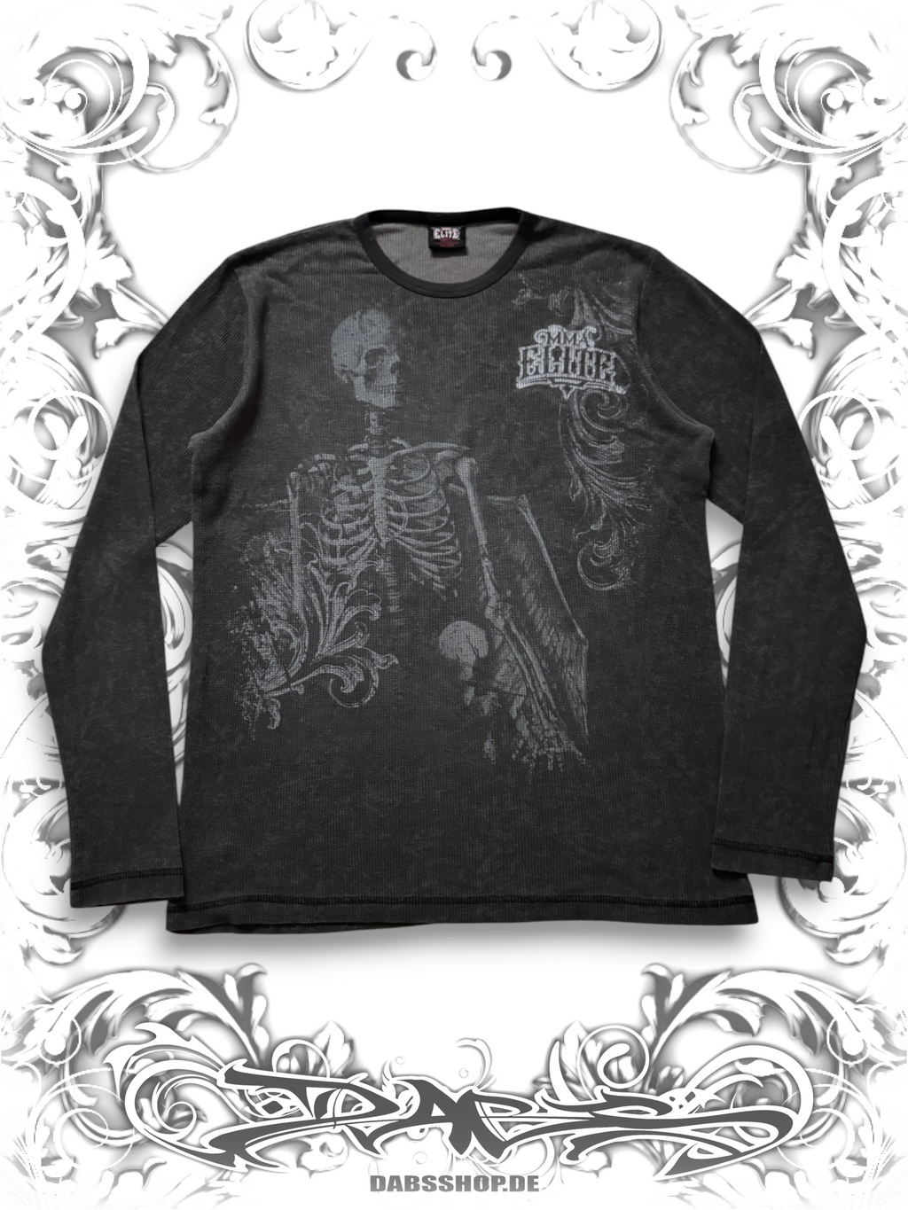 MMA Elite vintage thermal longsleeve with skeleton print grunge style