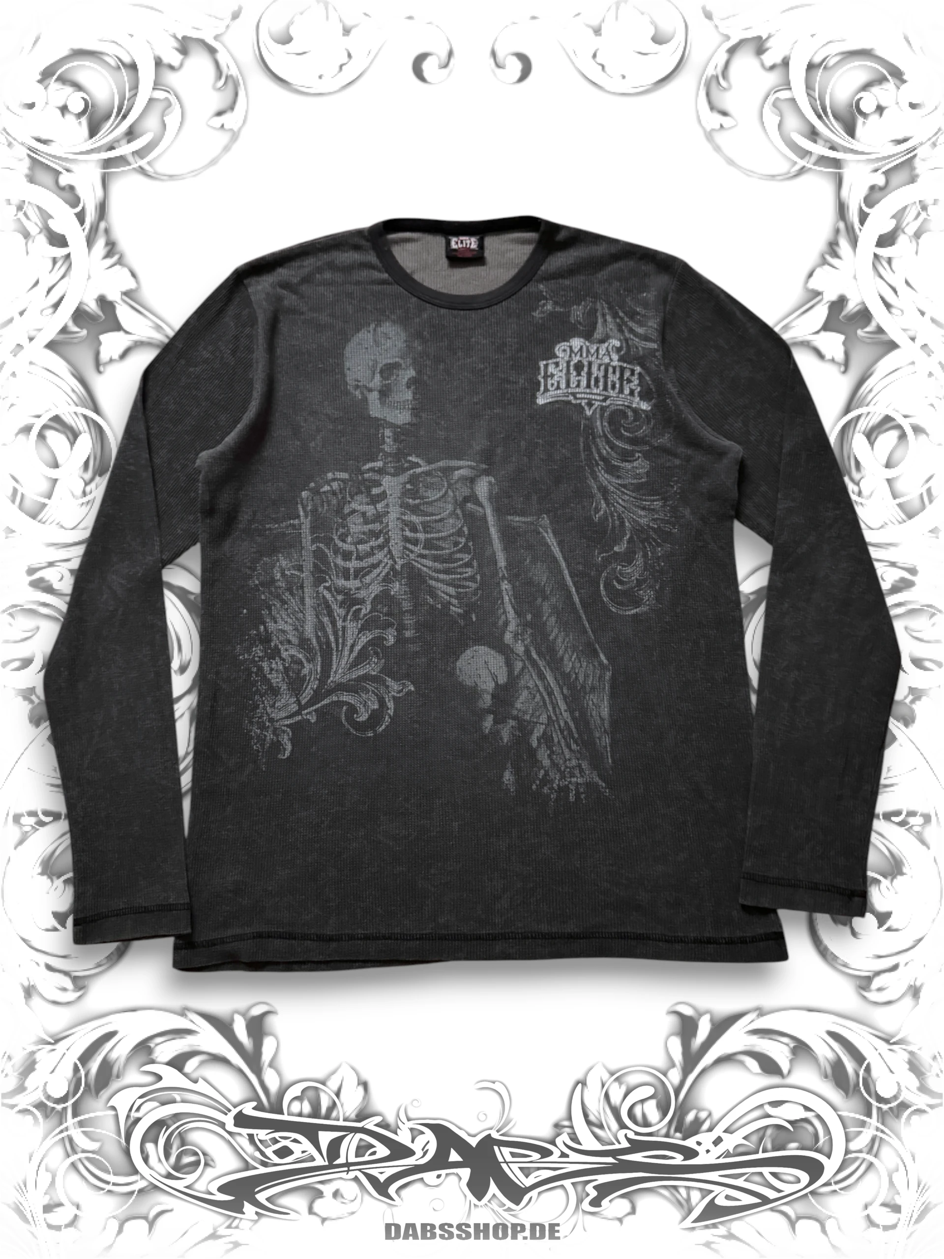 MMA Elite vintage thermal longsleeve with skeleton print grunge style
