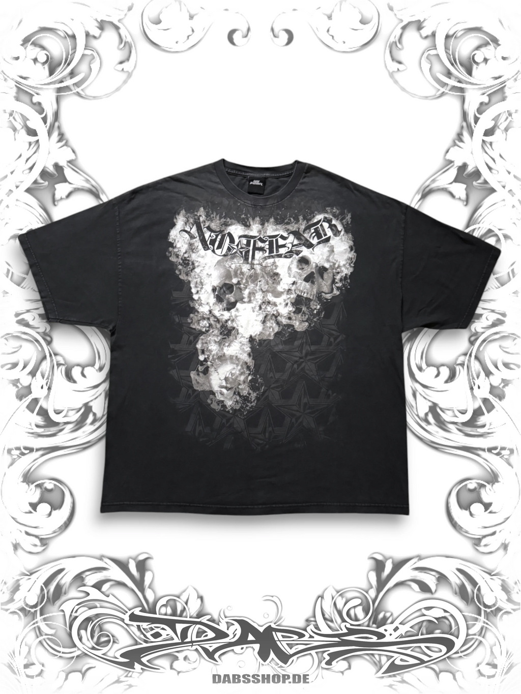 No Fear vintage T-shirt with burning skull graphic print grunge style