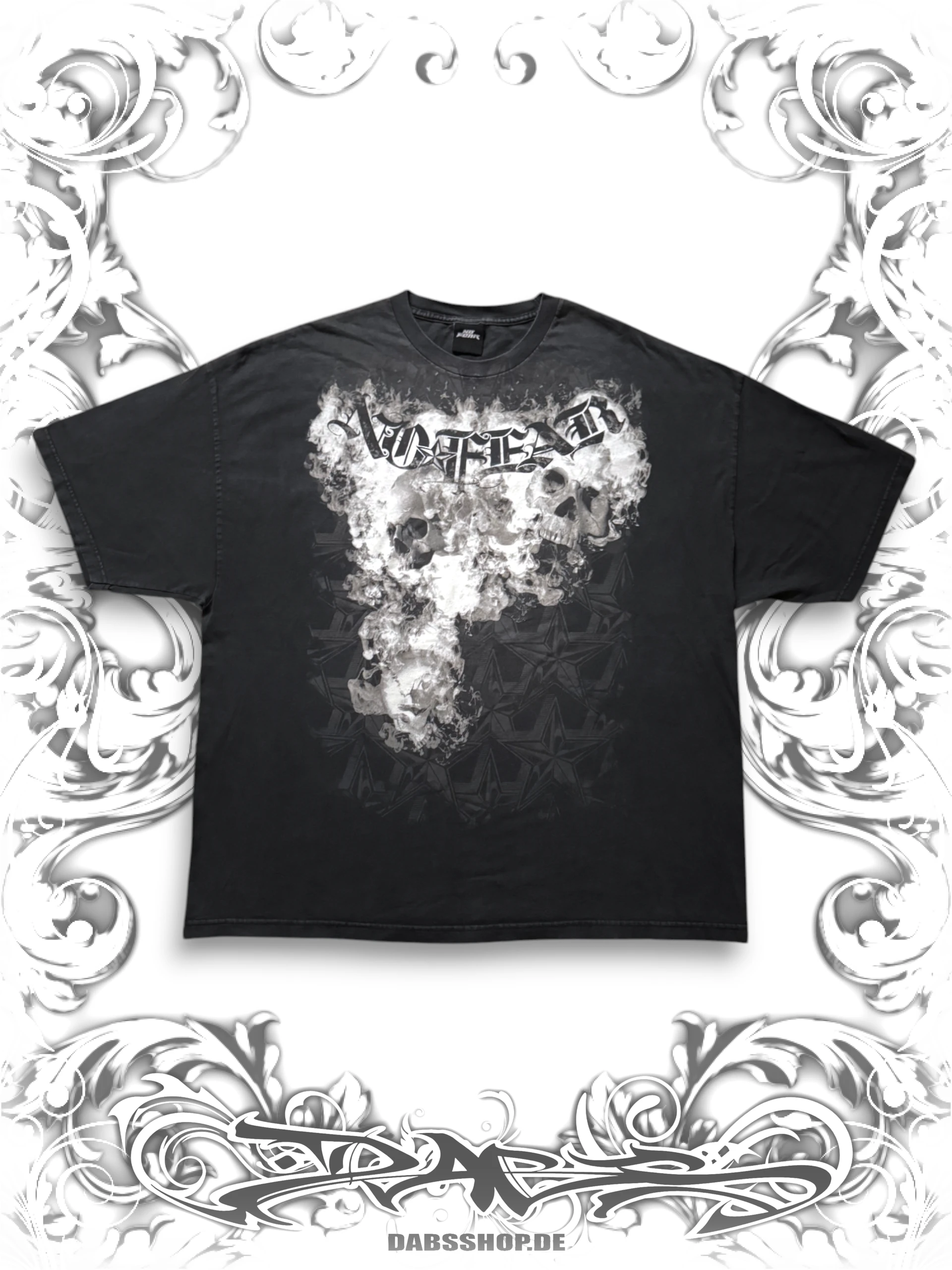 No Fear vintage T-shirt with burning skull graphic print grunge style