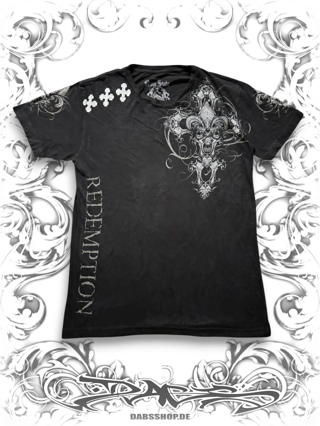 Raw State Black Redemption 2000s T-shirt with graphic print and alternative streetwear style