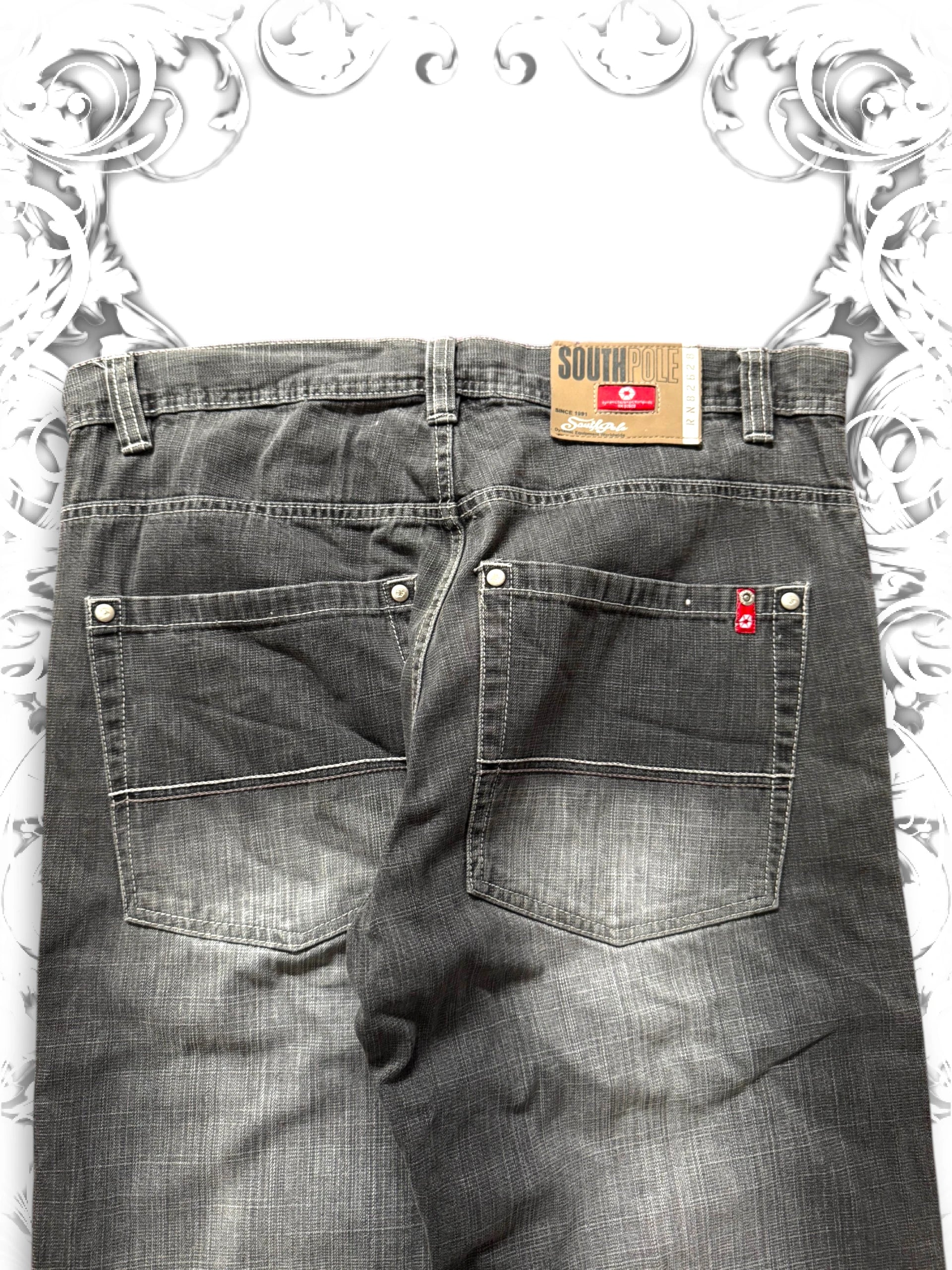 Southpole 2000s Red Tab Baggy Pants Dark Washing