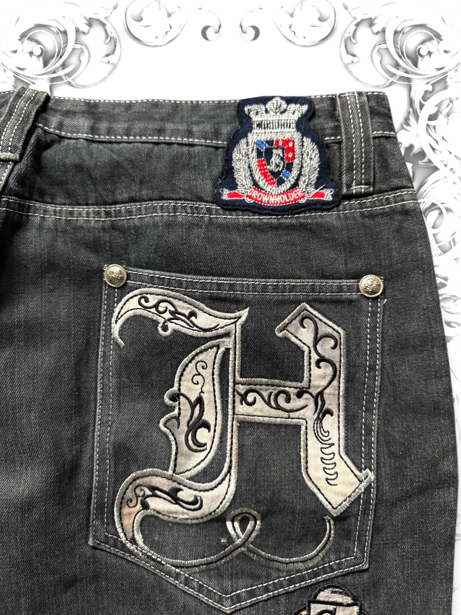 Crown Holder Embroidered y2k Baggy Pants